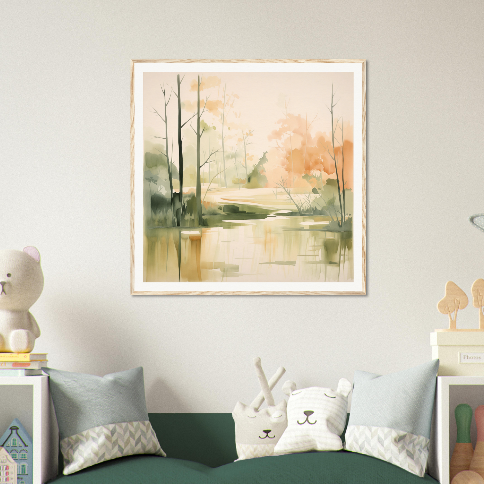Framed watercolor painting of autumn landscape in Subtle Wonderland Flutter
