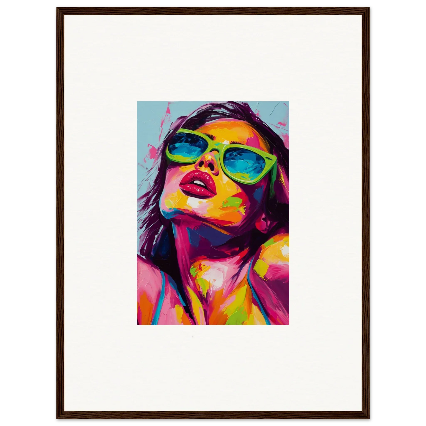 Colorful pop art portrait of a person in sunglasses for chic room decor