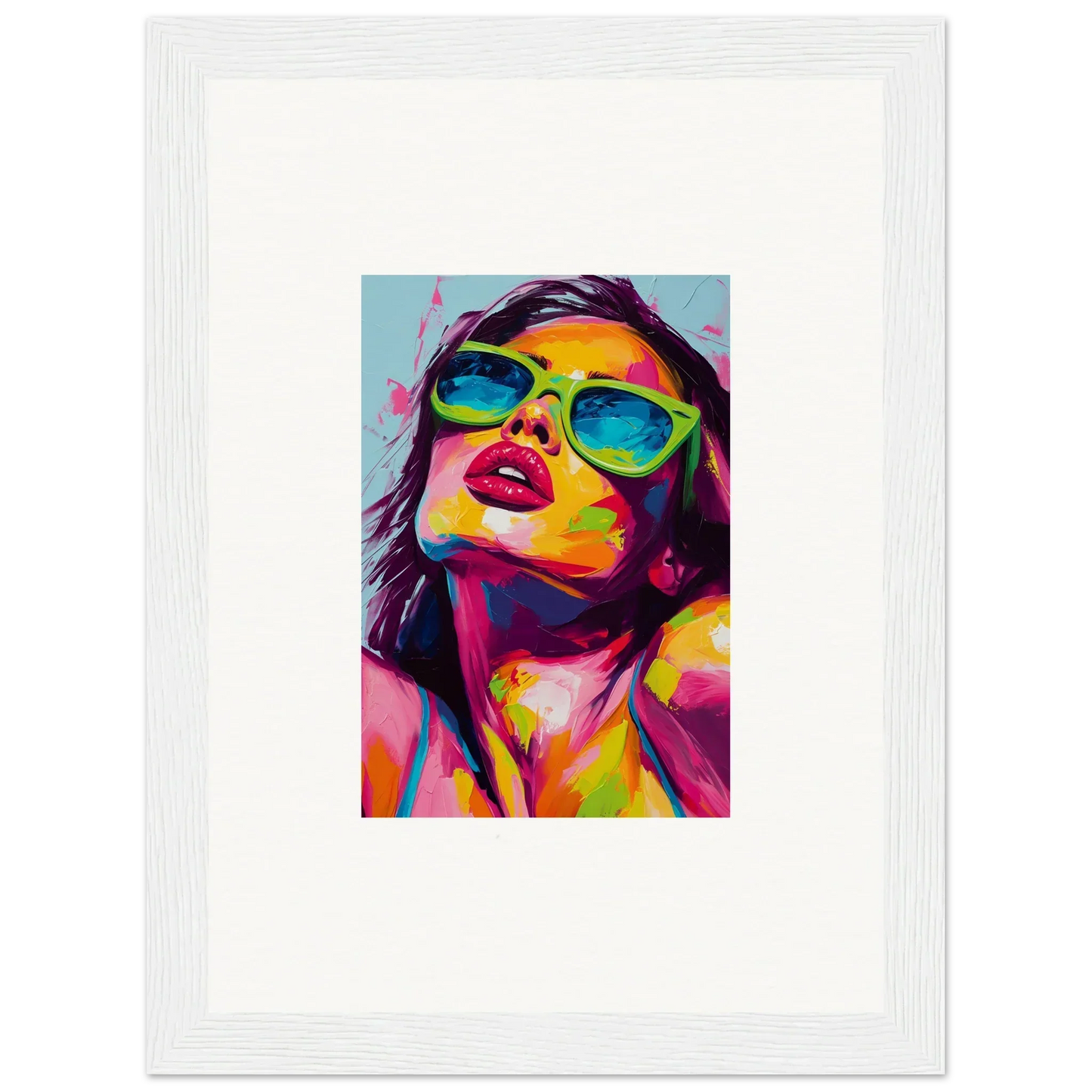 Colorful pop art portrait with sunglasses for Chromatic Sanctuary room decor