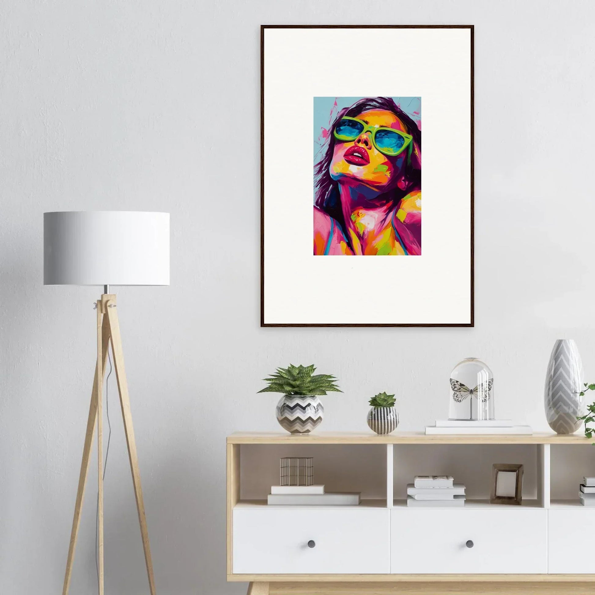 Colorful pop art portrait in sunglasses for a vibrant chromatic sanctuary wall decor