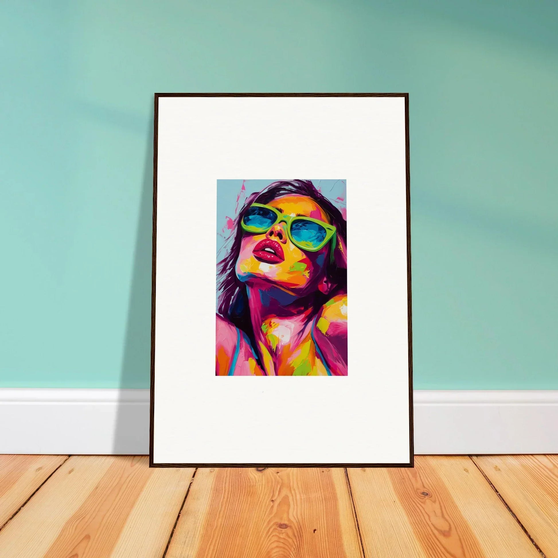 Framed wall art featuring colorful pop art portrait for a chromatic sanctuary