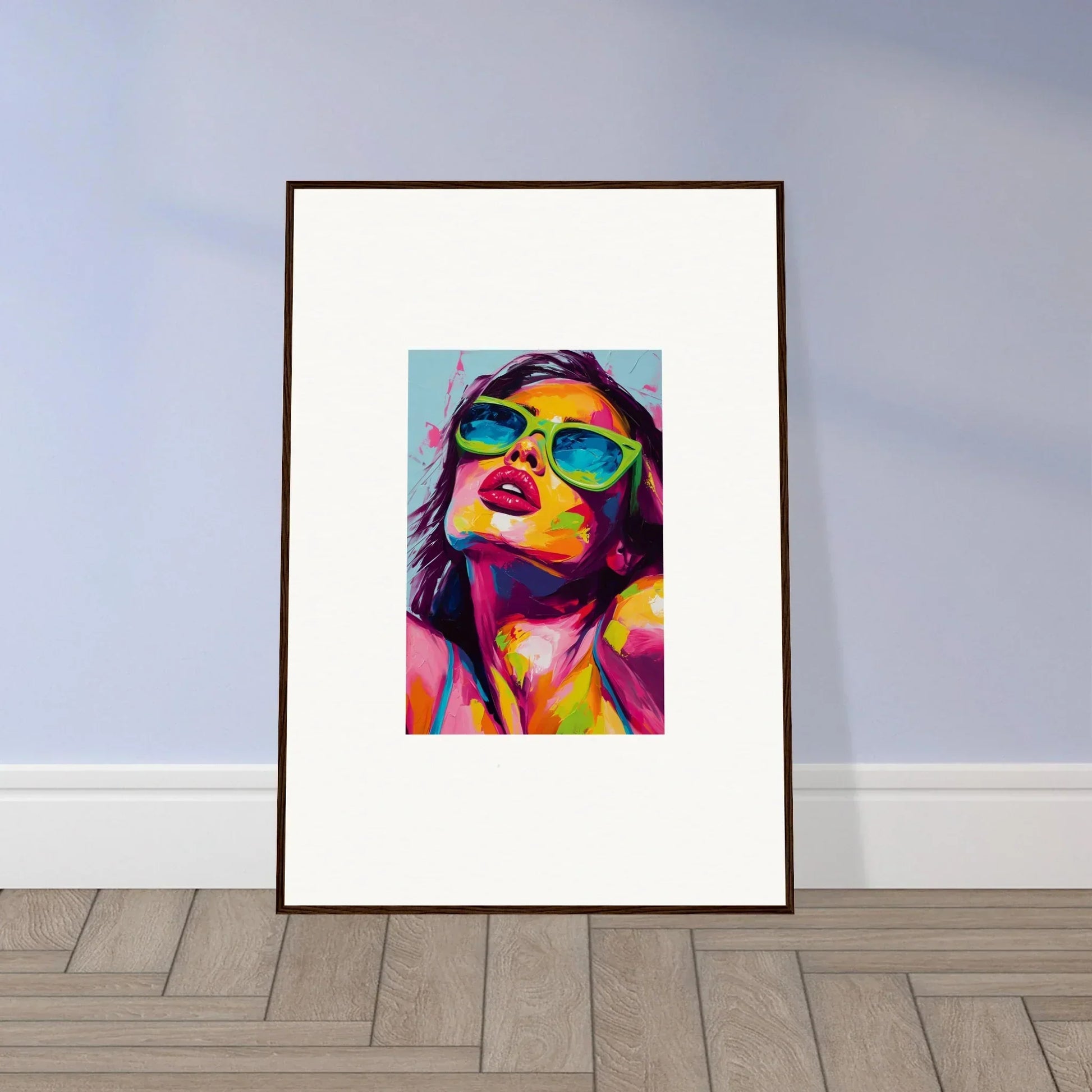 Framed wall art of a colorful pop art portrait for a vibrant chromatic sanctuary