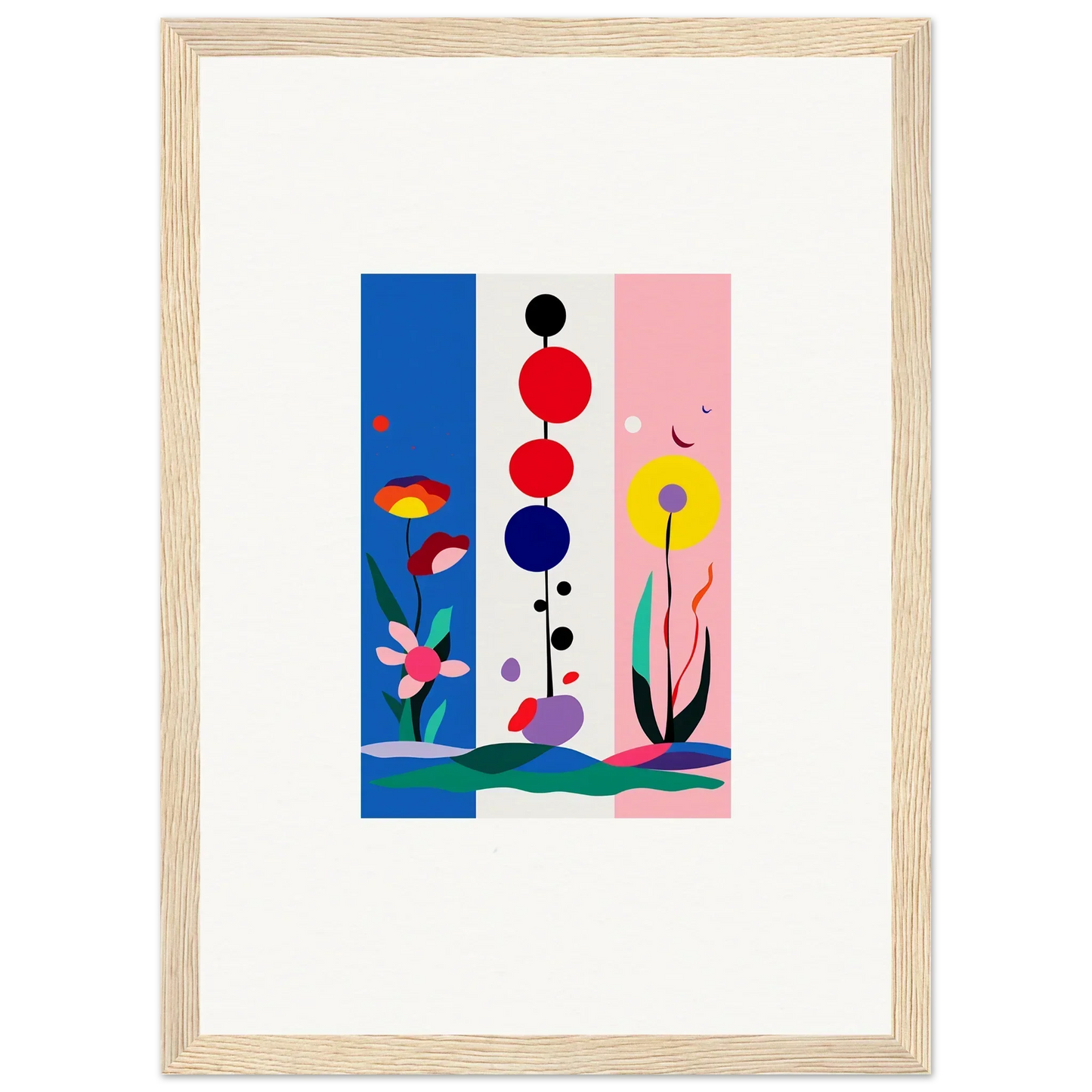 Colorful geometric and floral abstract canvas print for stylish room decoration