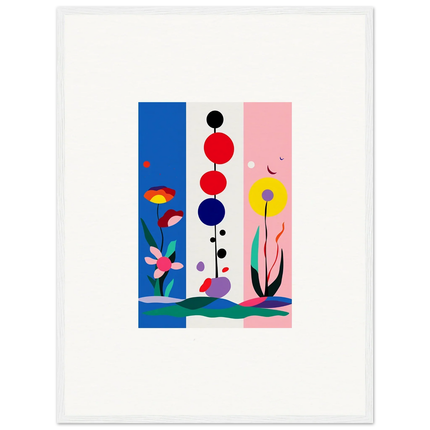 Colorful Abstract Geometric Artwork with Floral Elements for Room Decoration Canvas Print