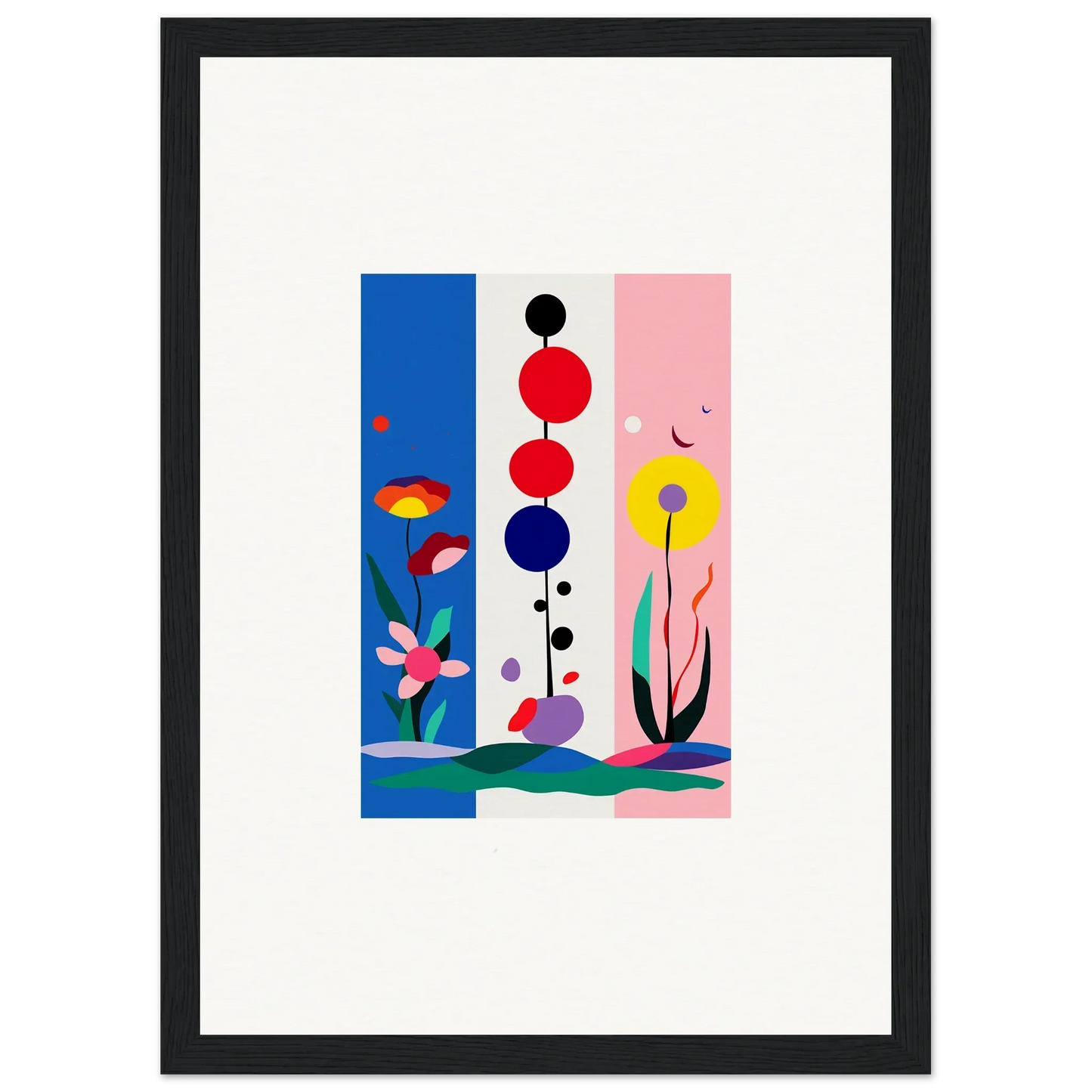 Colorful geometric abstract art with floral elements for stylish room decoration canvas print