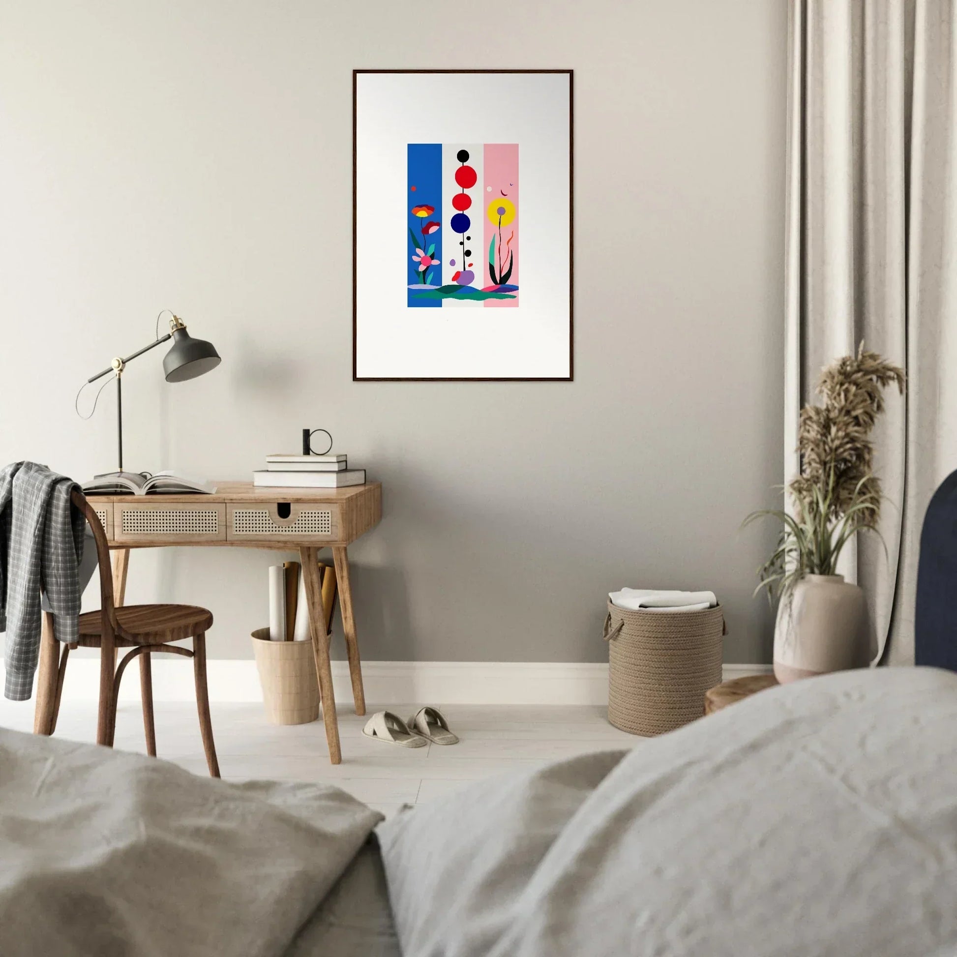 Framed abstract canvas print of Fleur Fantaisie brightening up room decoration