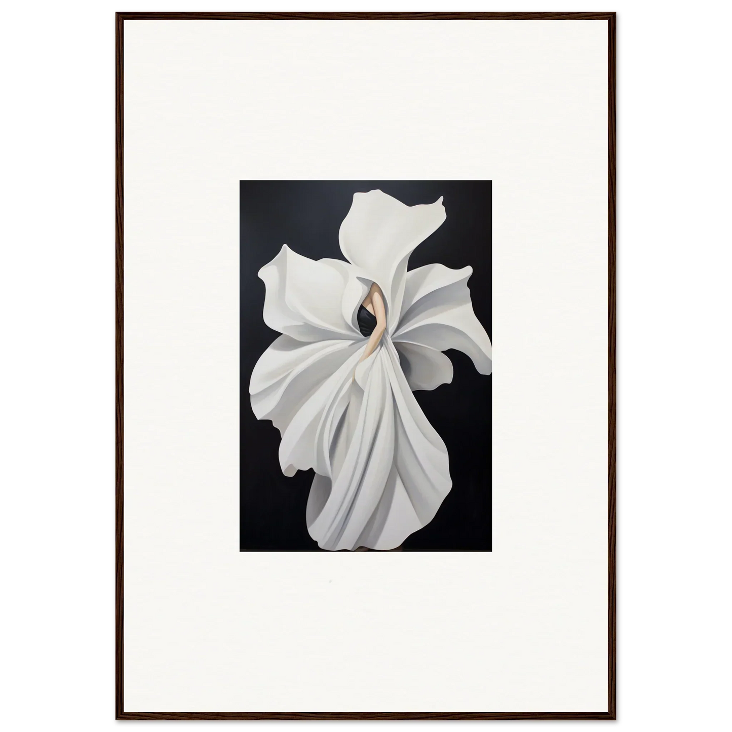 White orchid flower showcasing petal fluidity for elegant room decor or framed wall art