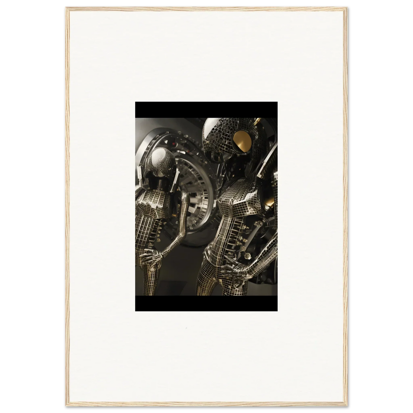 Metallic skeletal figures with elongated necks for a unique Muse Web canvas print