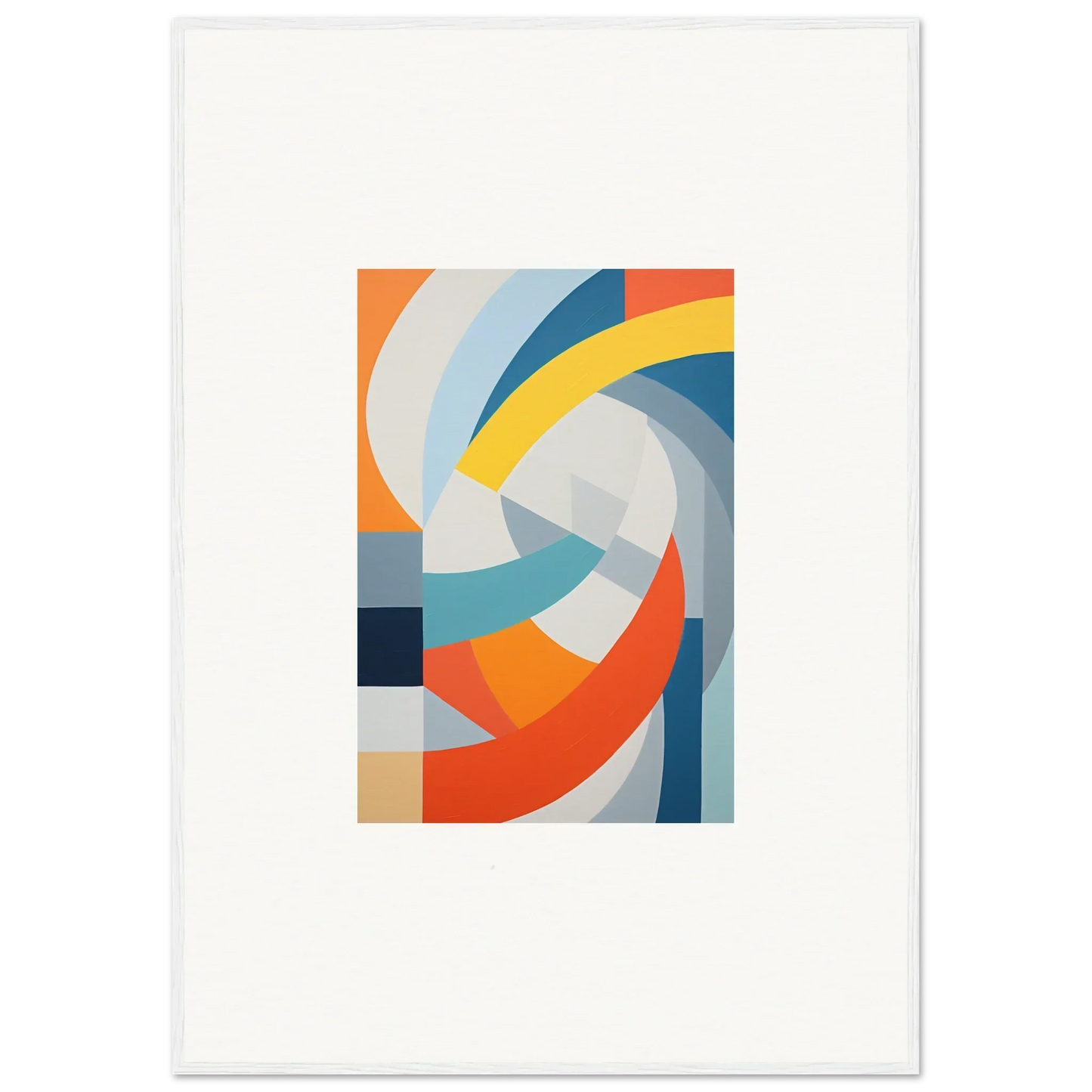 Abstract geometric artwork of the Tangerine Cosmic Spiral in curved shapes and colors