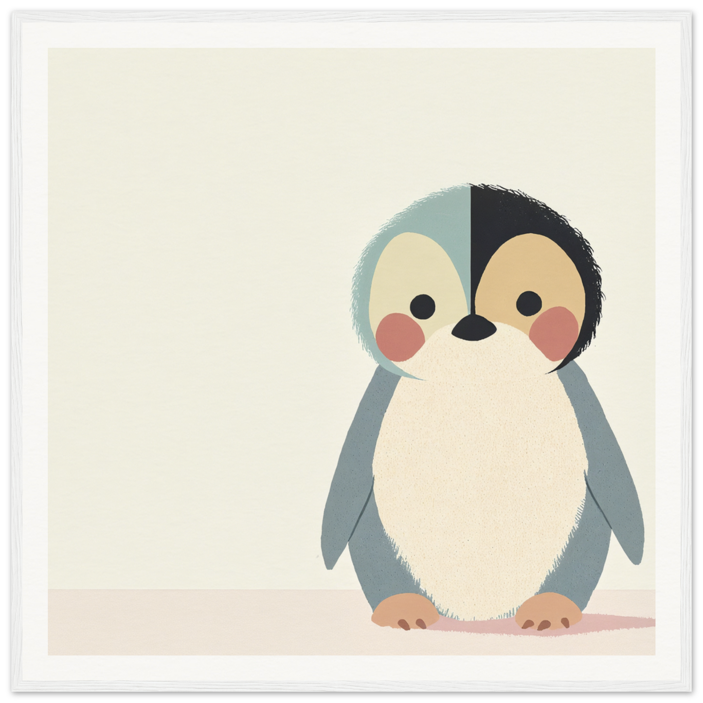 Cute cartoon penguin with rosy cheeks and round belly for Teal Reverie Tango
