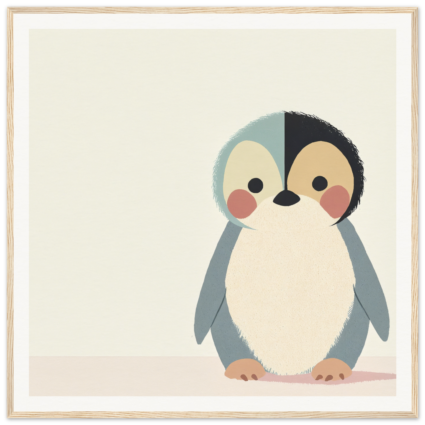 Cute cartoon penguin with rosy cheeks and round belly for Teal Reverie Tango product