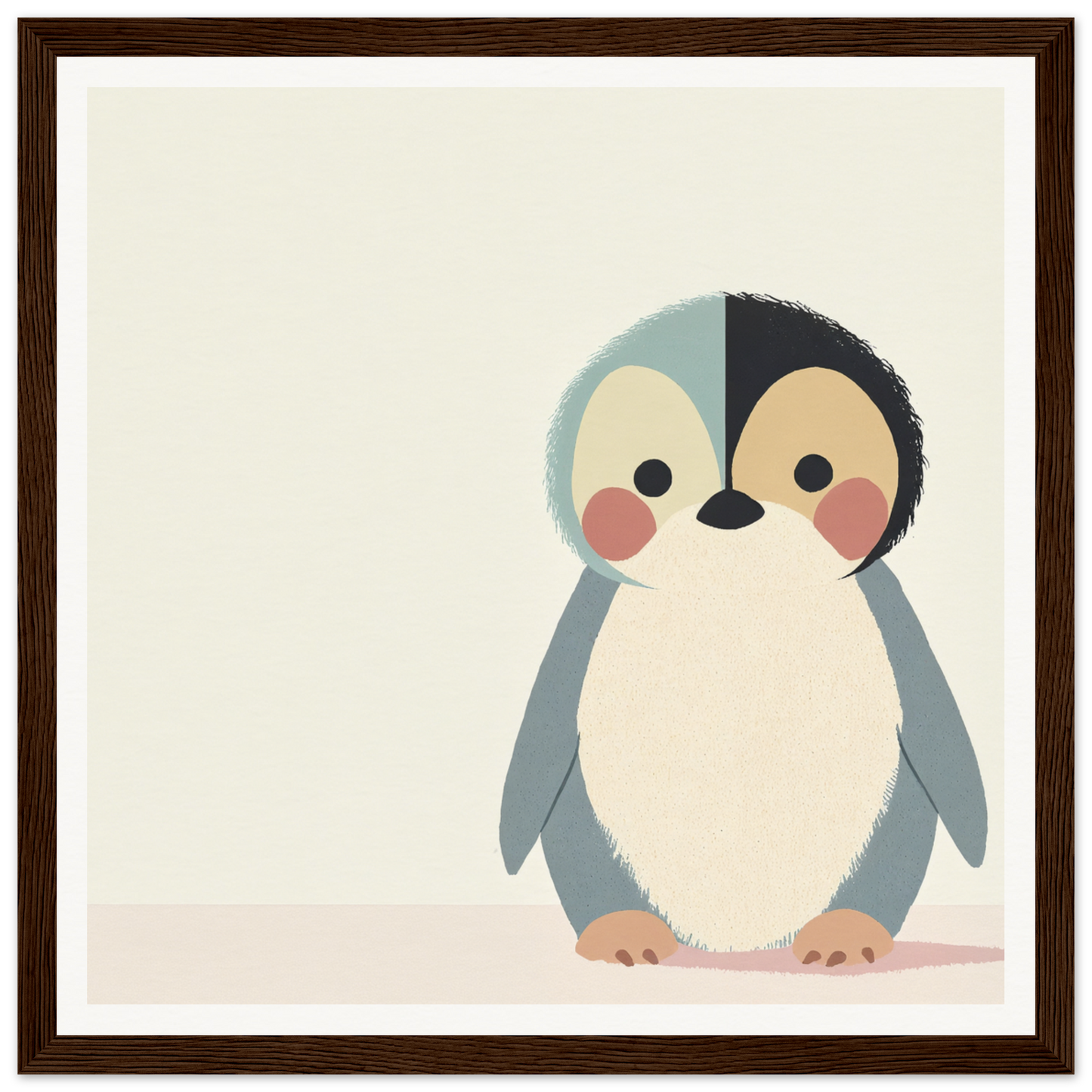 Cute cartoon penguin with rosy cheeks and round belly for Teal Reverie Tango product