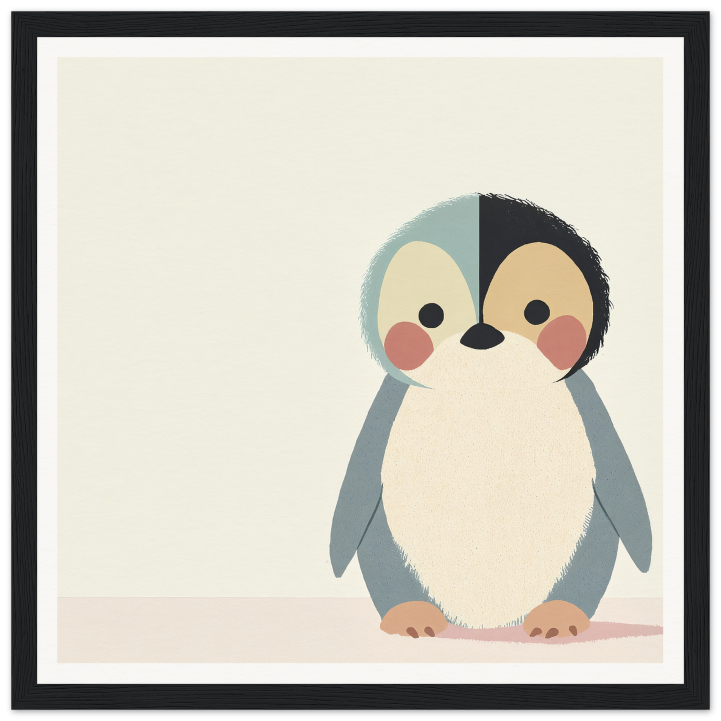 Cute cartoon penguin with rosy cheeks and round belly in Teal Reverie Tango product