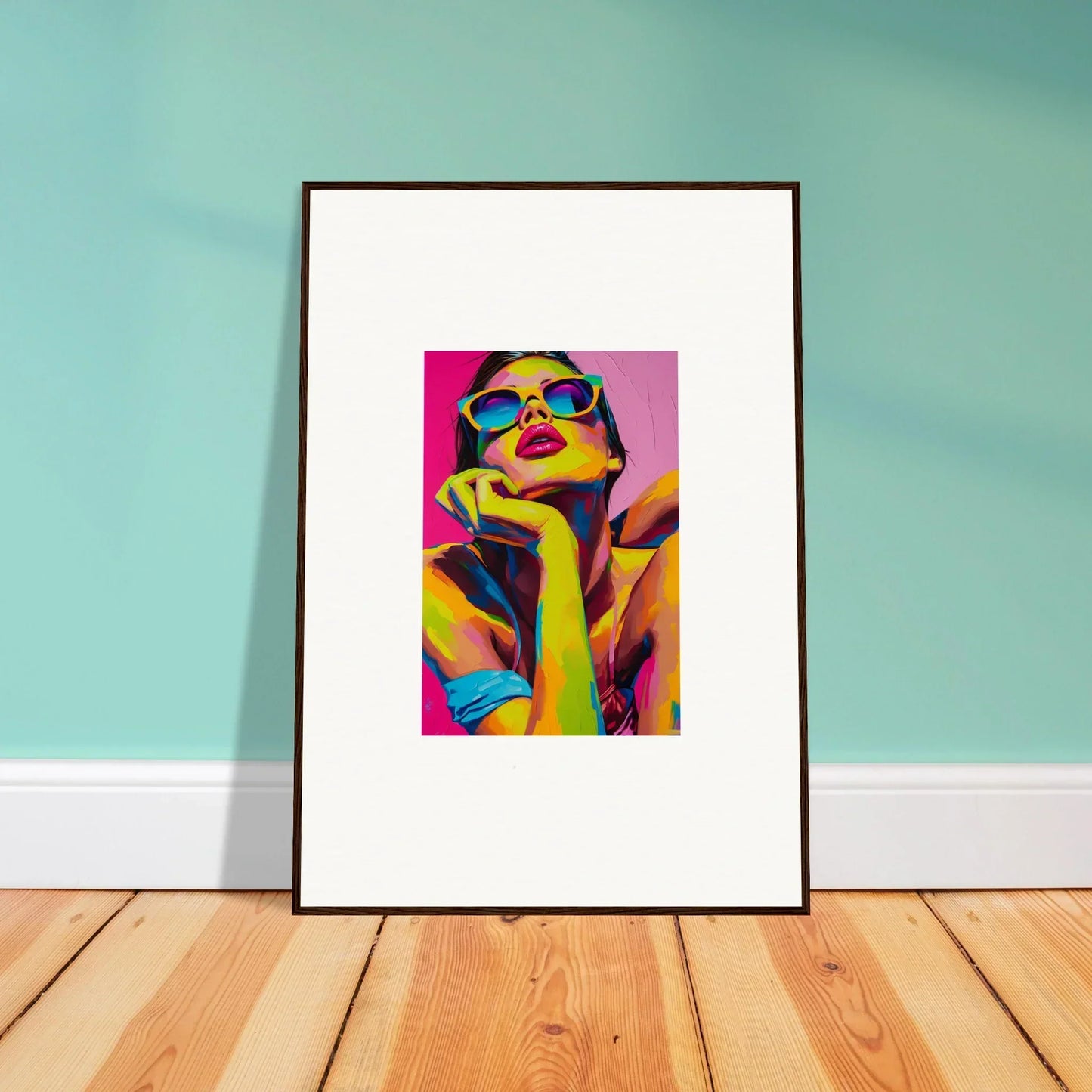 Framed colorful pop art portrait for room decor inspired by Daydream Ecstasy
