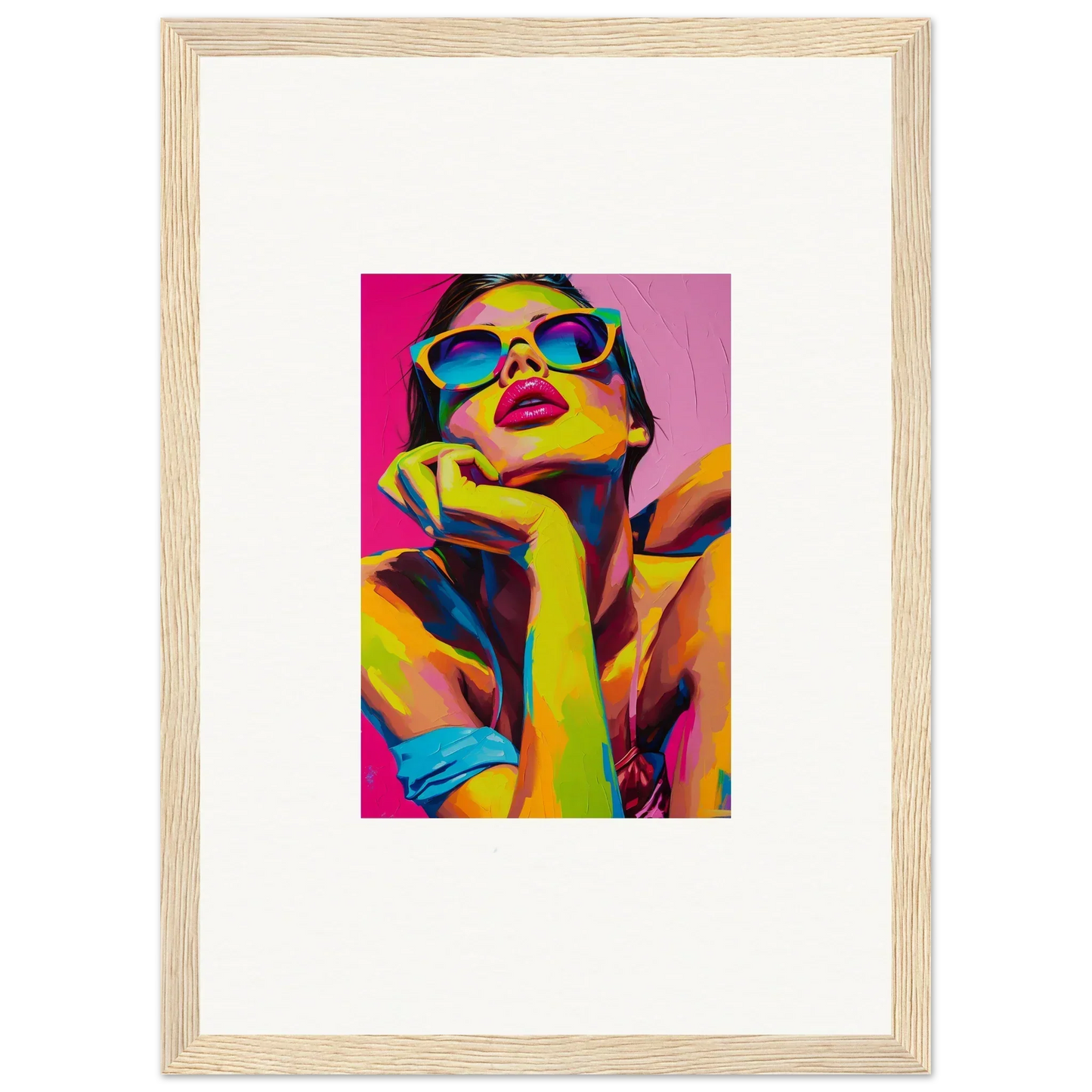 Colorful pop art-style portrait for room decor, framed wall art, Daydream Ecstasy
