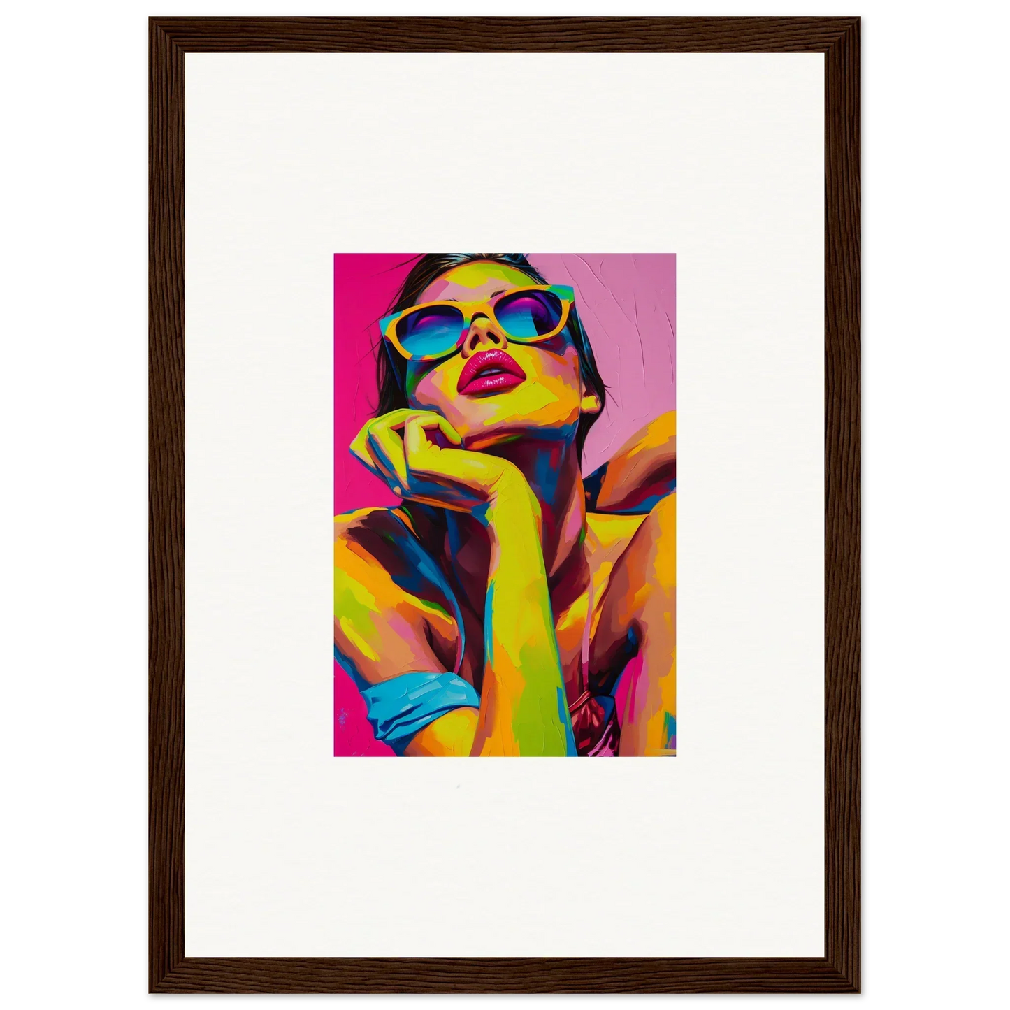 Colorful pop art portrait of sunglasses-wearing person for Daydream Ecstasy room decor