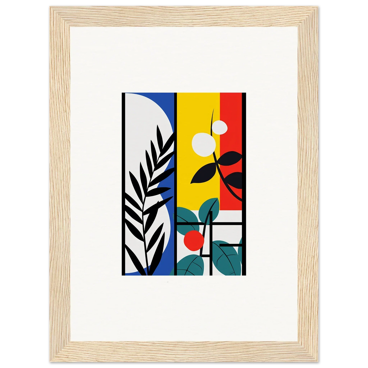 Framed abstract canvas print of Dreamfolk Blooming in bold colors for room decoration