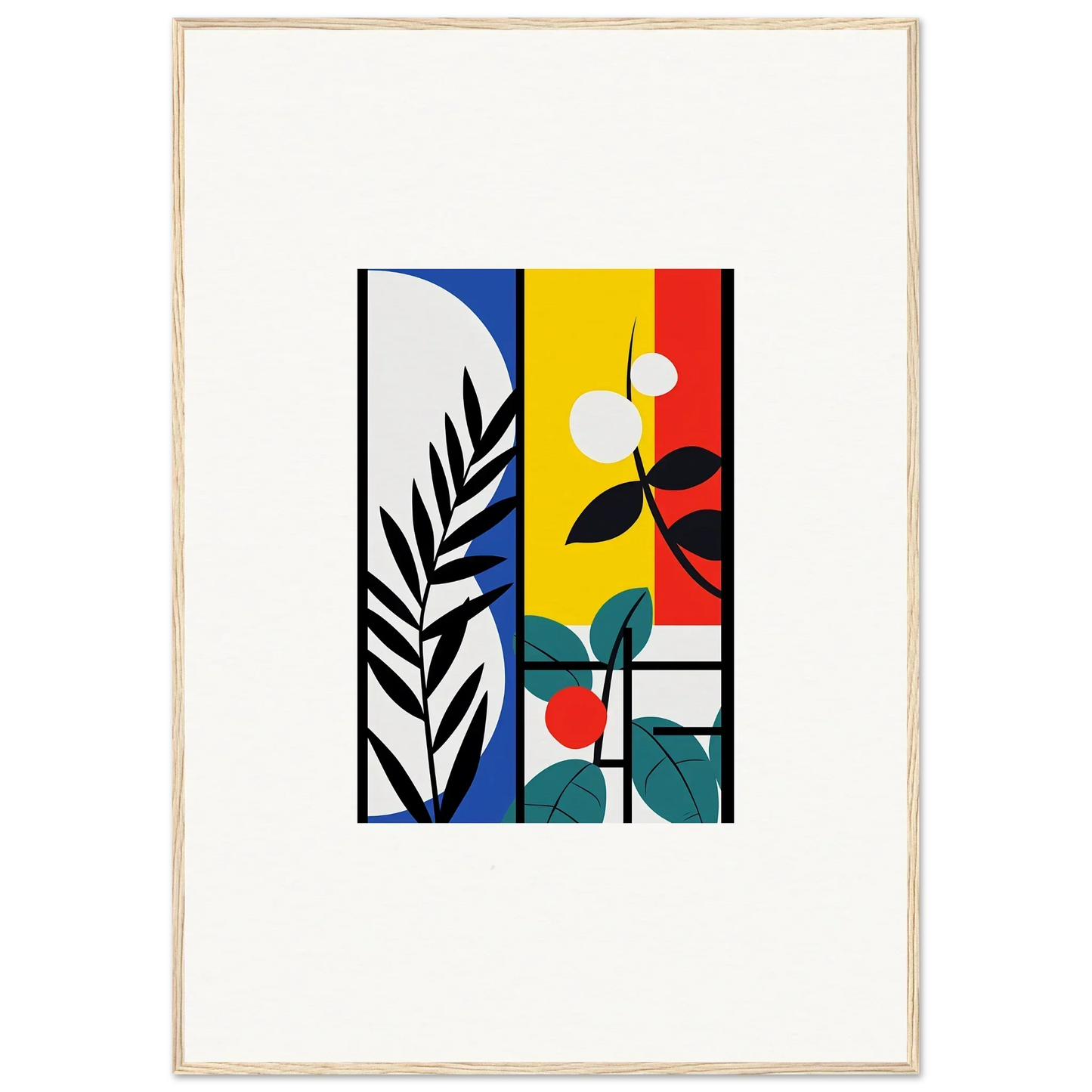 Abstract geometric canvas print with colorful plant shapes for Dreamfolk Blooming decor