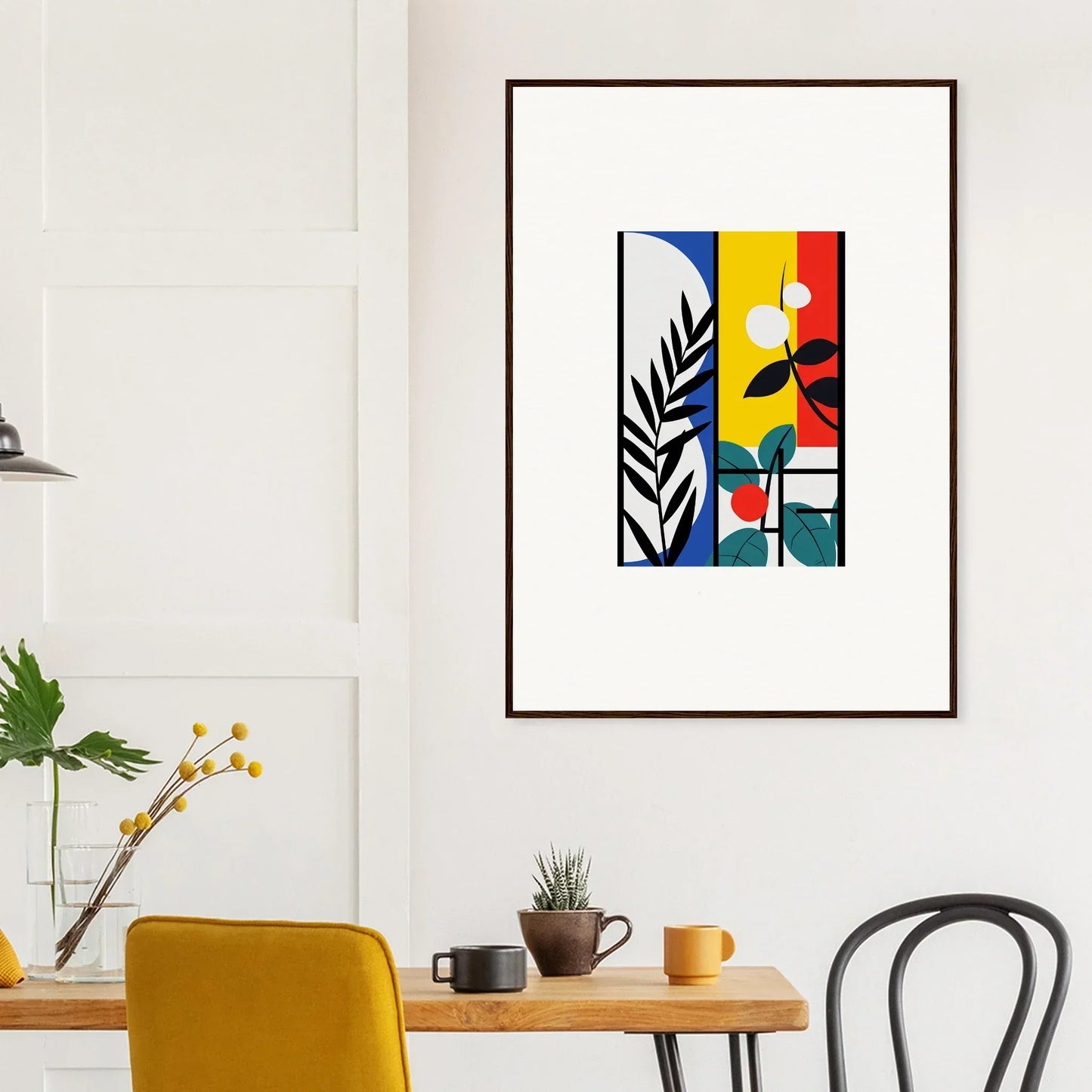 Framed canvas print of colorful geometric shapes for dreamfolk blooming room decoration