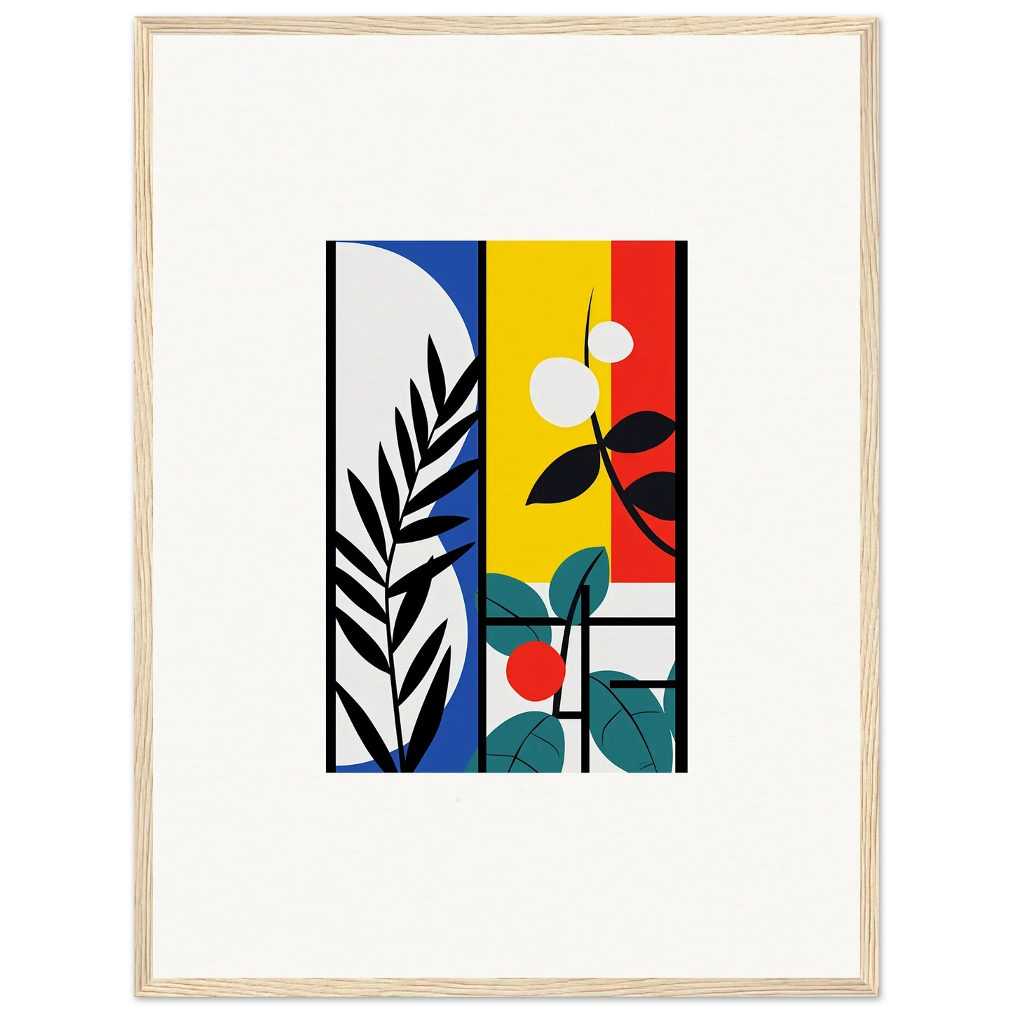 Abstract colorful geometric shapes and plants in Technicolor Dreamfolk Blooming canvas print
