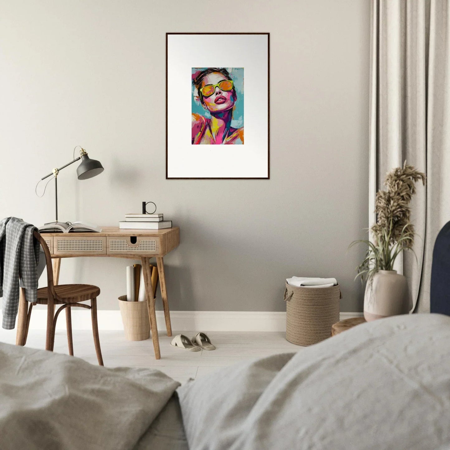 Colorful pop art portrait of sunglasses-wearing person for vibrant room decoration