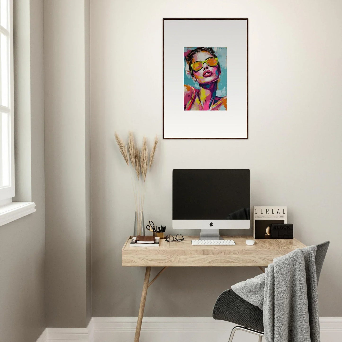 Colorful canvas print of a person in sunglasses for vibrant room decoration