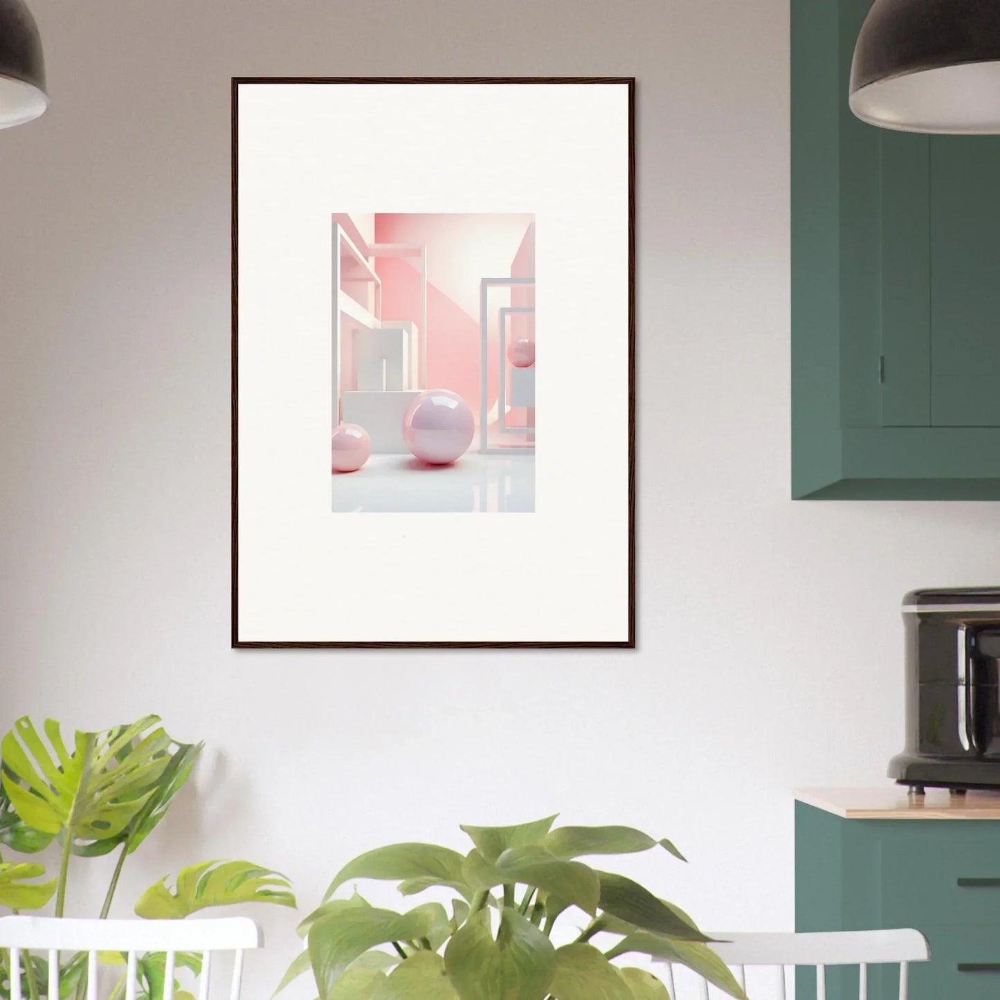 Minimalist pink architectural canvas print for stylish room decoration wall art