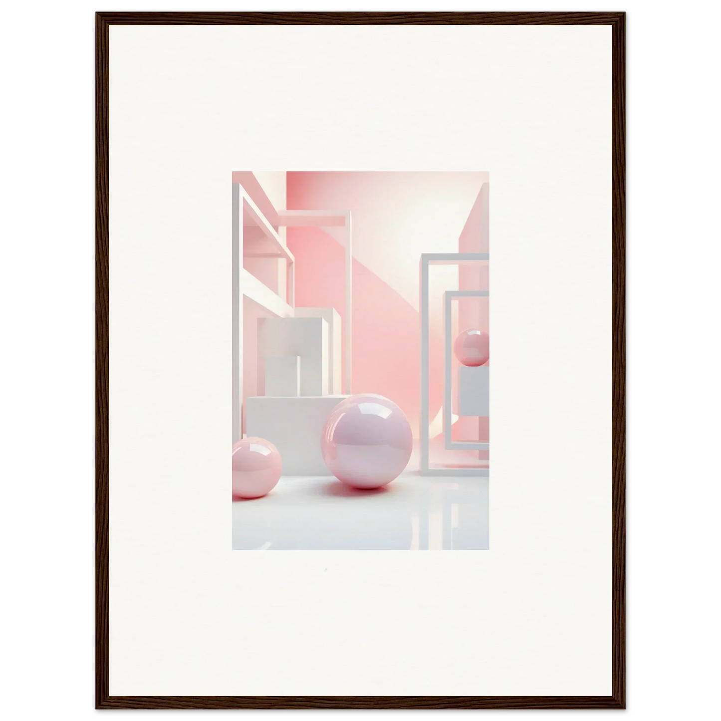 Framed abstract wall art in soft pink hues, perfect for room decoration