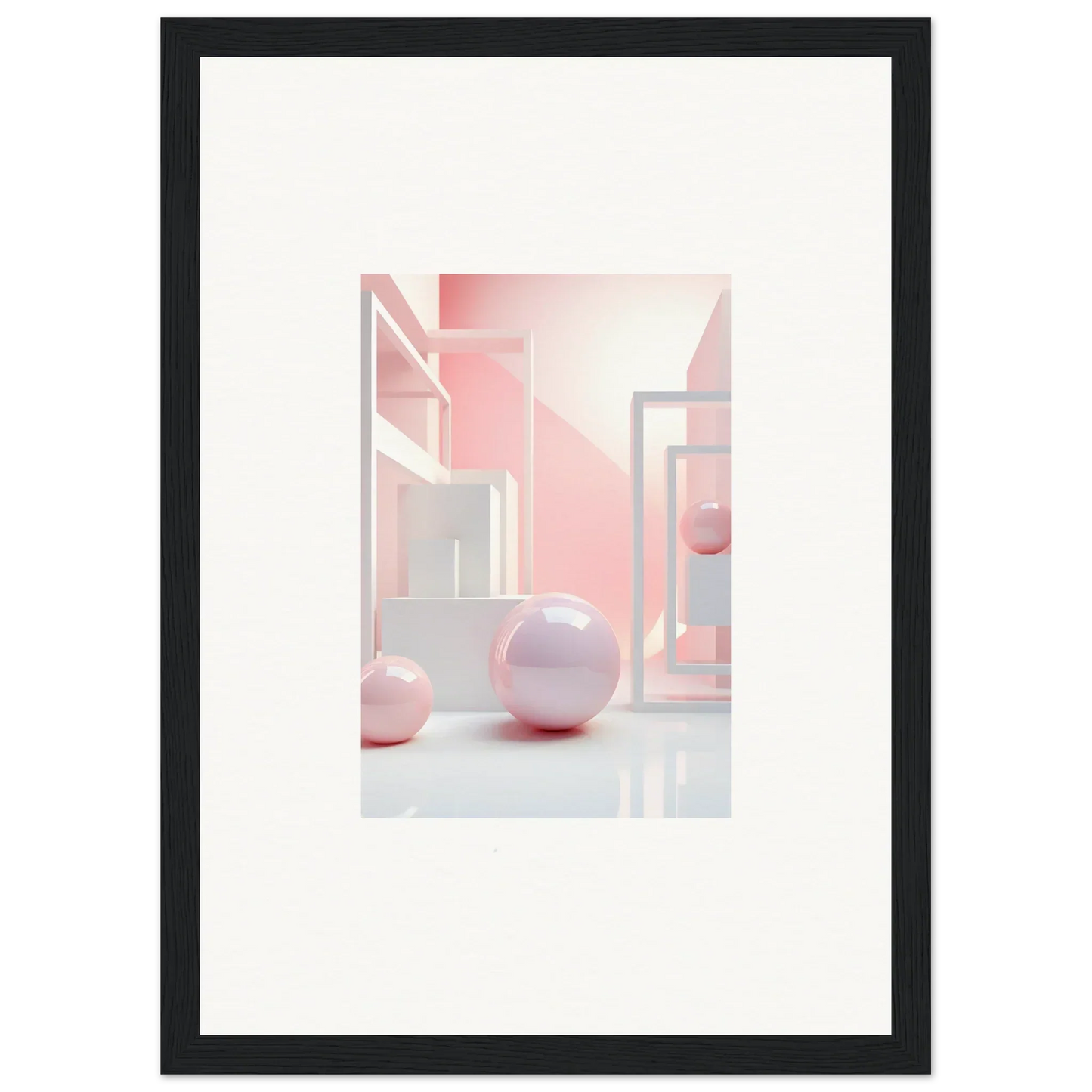 Framed abstract geometric wall art in soft pink tones, perfect for room decoration