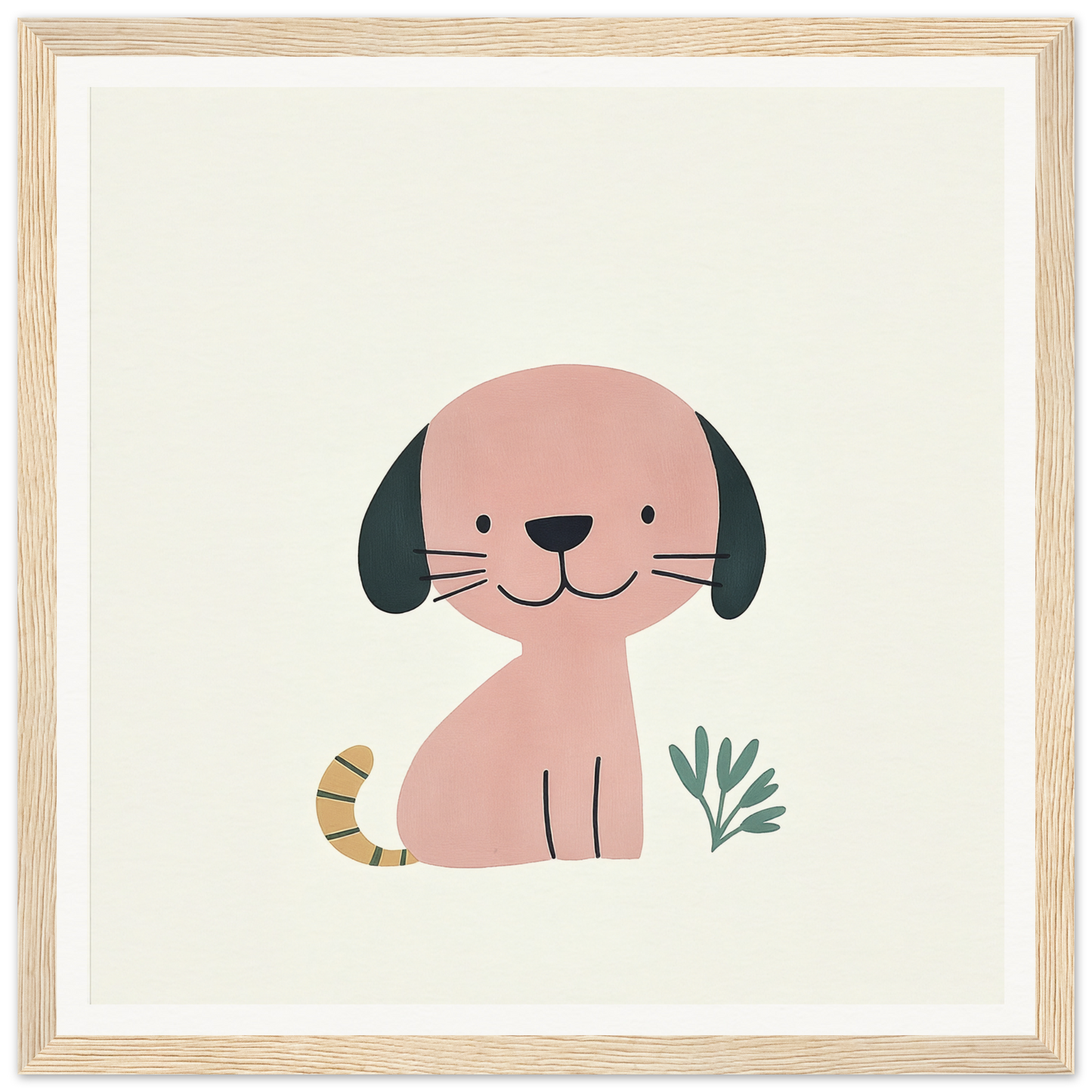 Cute pink cartoon dog with black floppy ears in Township Canine Yawn special edition art™