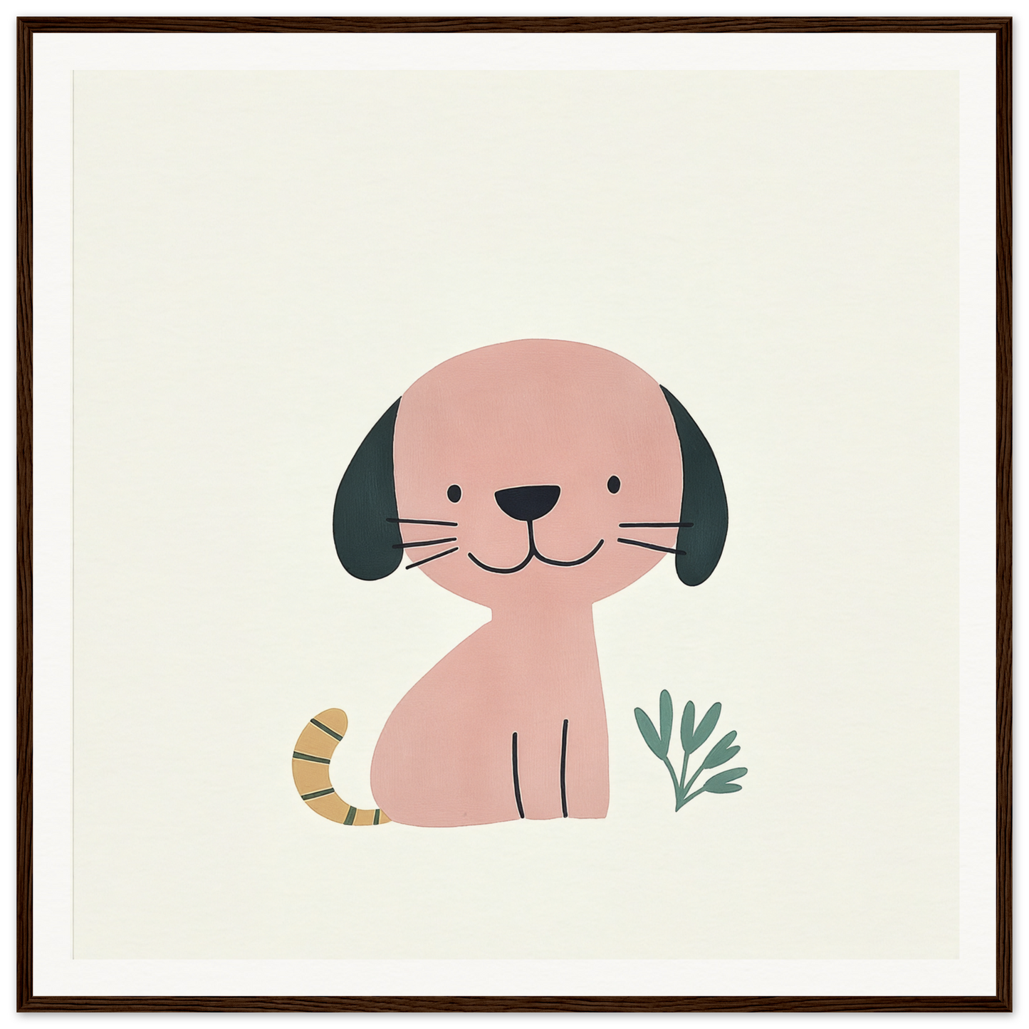 Cute pink cartoon dog with black floppy ears from Township Canine Yawn special edition art™