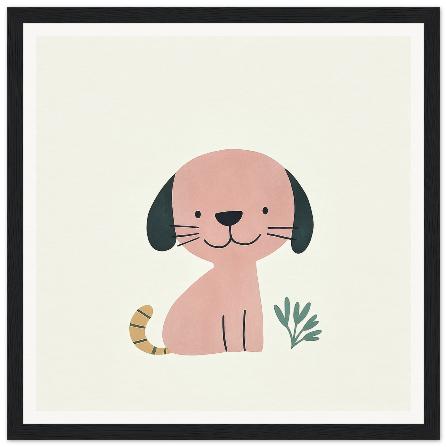 Cute pink cartoon dog with black floppy ears for Township Canine Yawn special edition art™