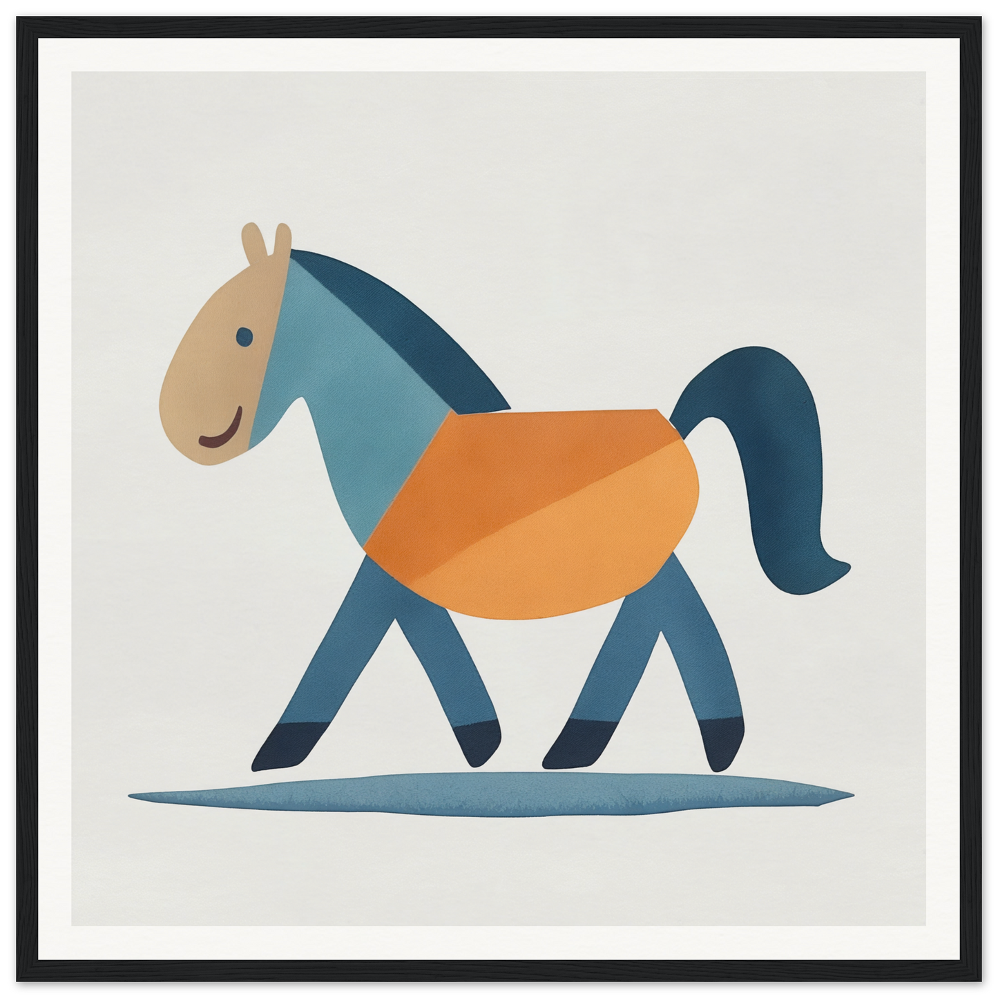 Stylized cartoon horse in blue and orange for Tranquil Trotting Majesty special edition art™