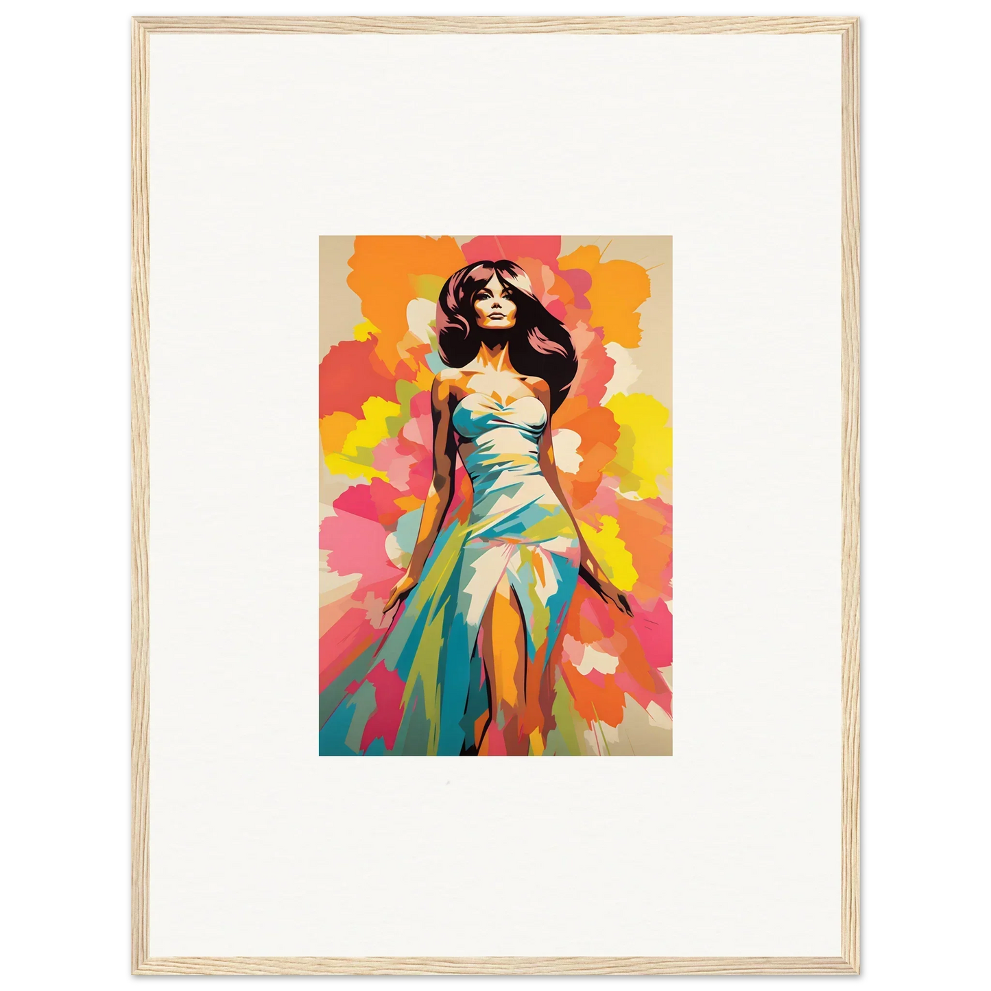 Colorful painting of a figure in a turquoise dress for Transcendent Chromatic Muse