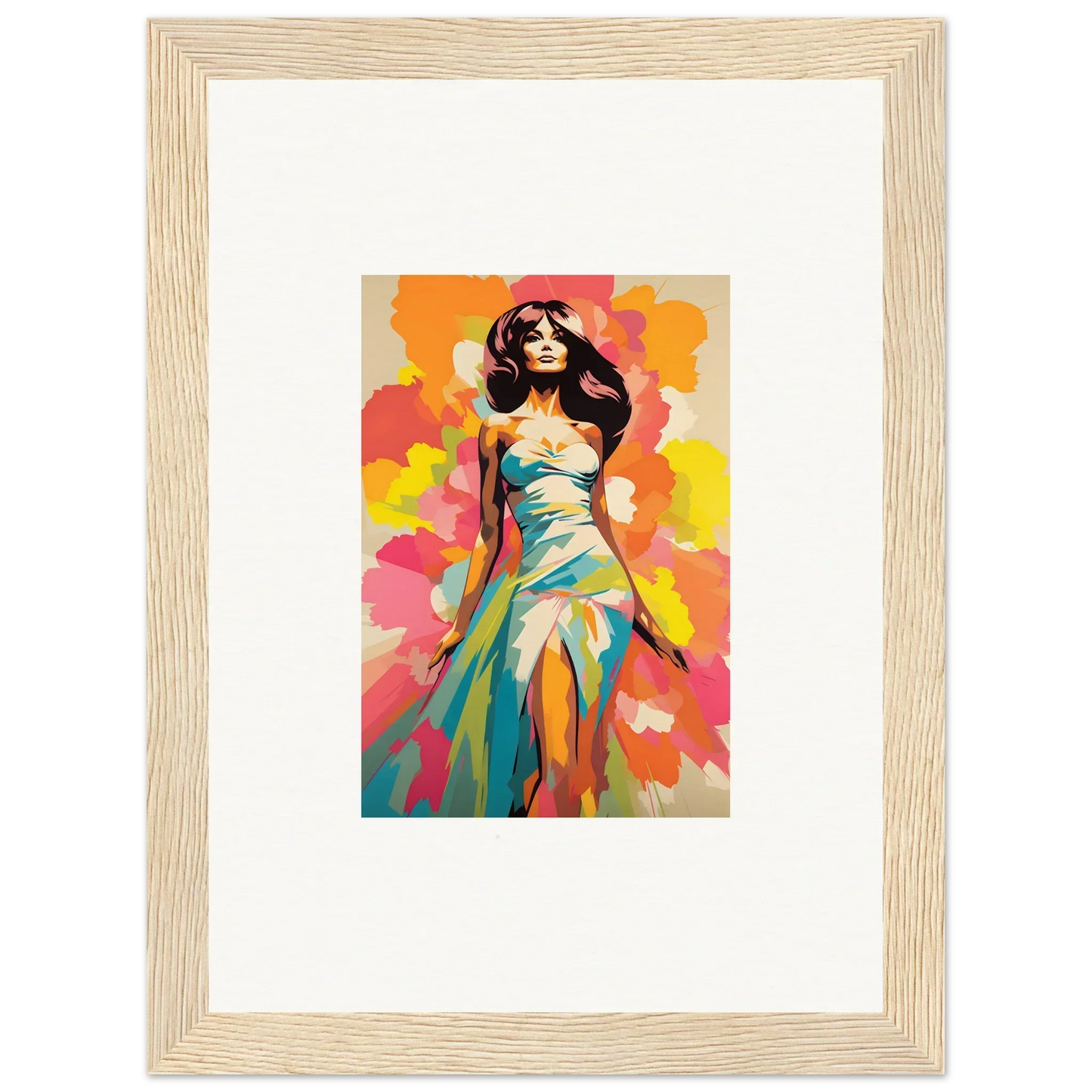 Colorful portrait of a figure in turquoise dress, part of the Transcendent Chromatic Muse