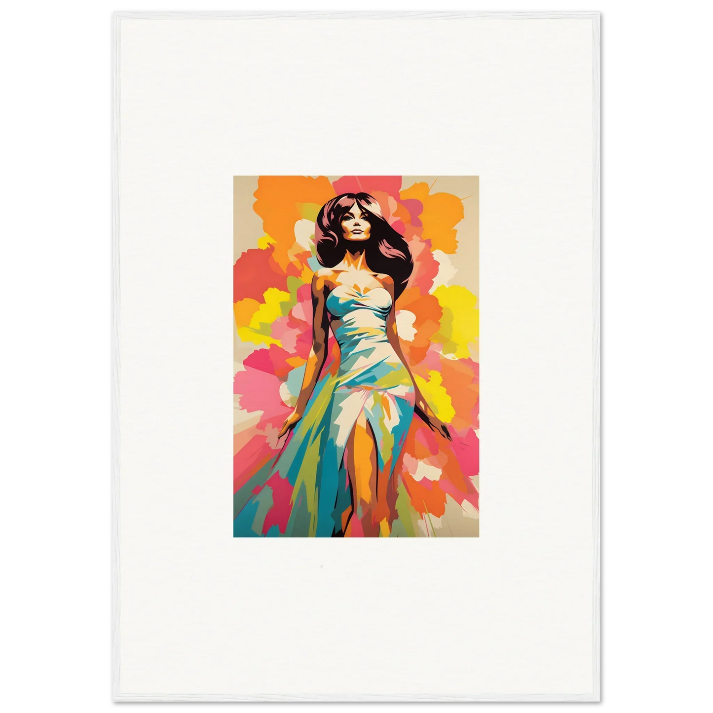 Vibrant portrait of a figure in a turquoise gown for Transcendent Chromatic Muse art™