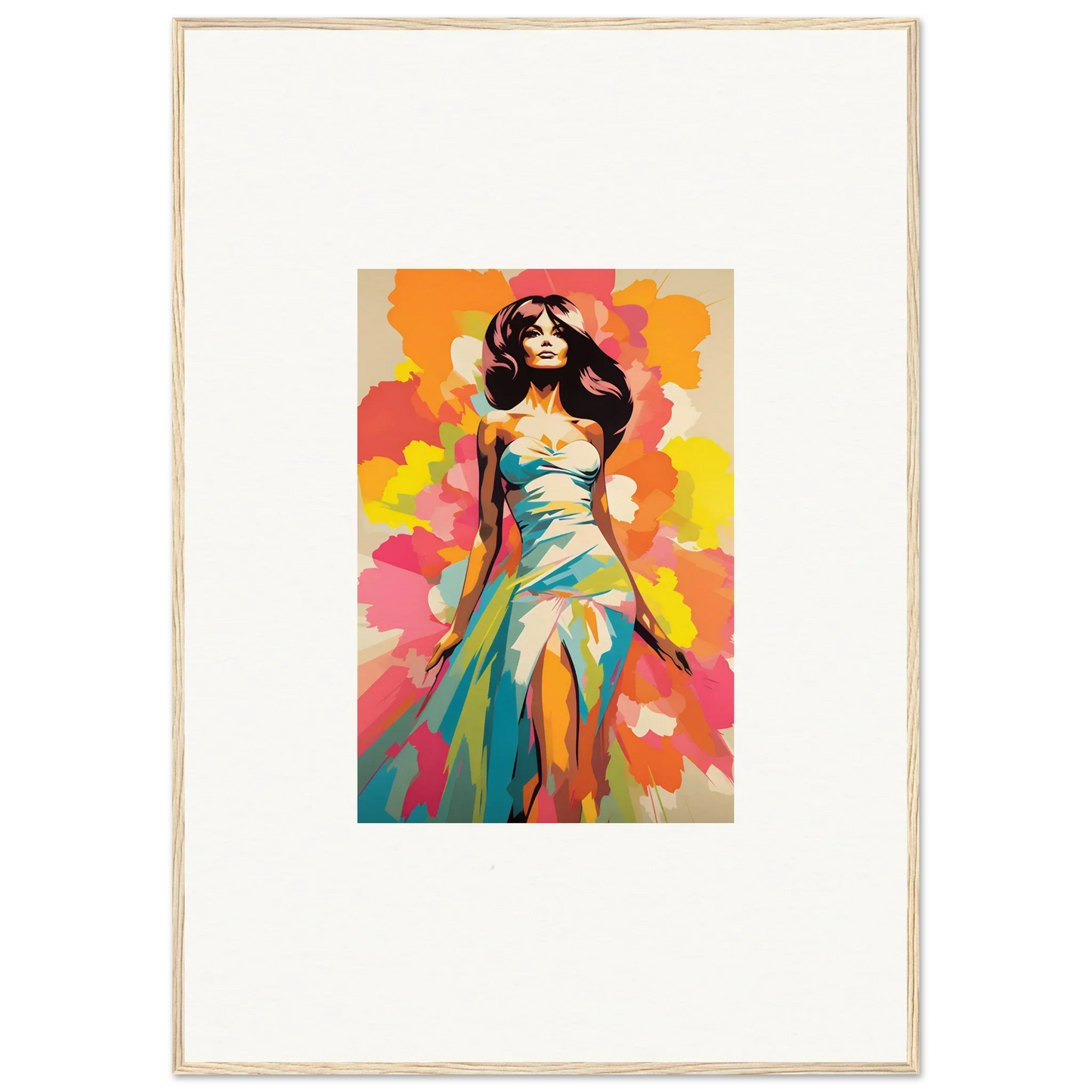 Colorful artistic portrait of a figure in a turquoise dress for Transcendent Chromatic Muse