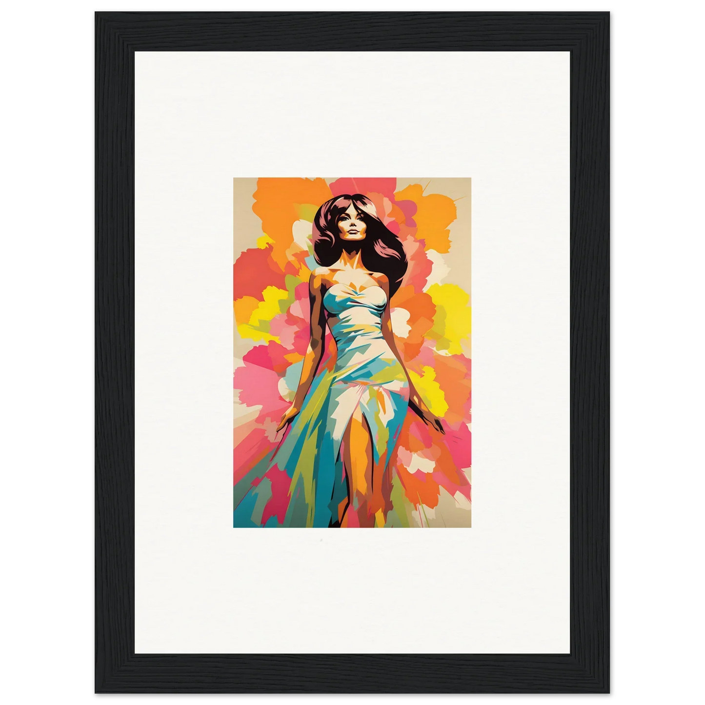 Colorful artistic portrait of a figure in turquoise dress for Transcendent Chromatic Muse