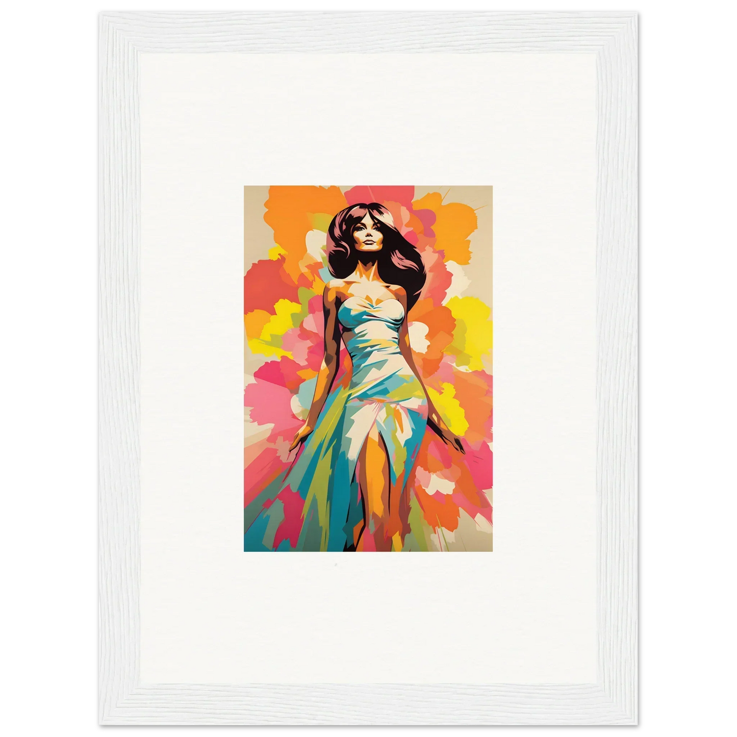 Colorful artistic portrait of a figure in turquoise dress for Transcendent Chromatic Muse