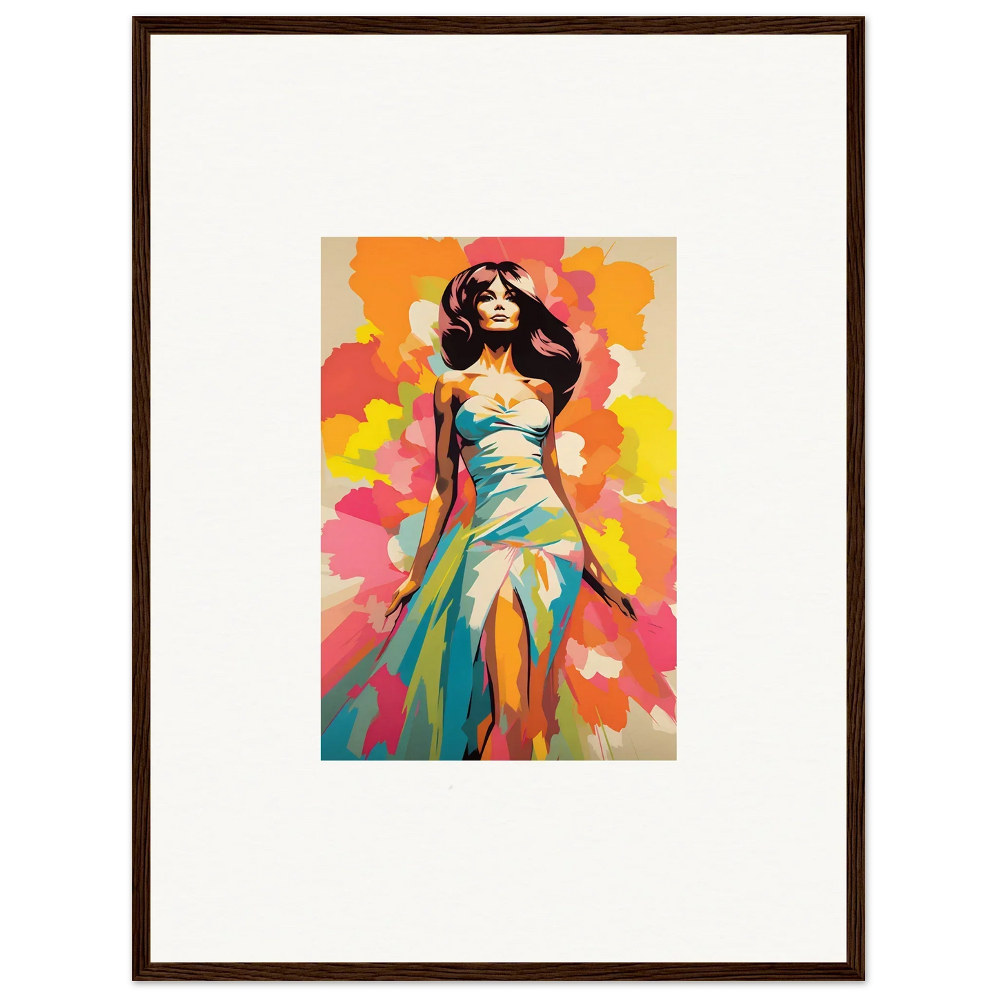Colorful painting of a woman in turquoise dress, part of Transcendent Chromatic Muse special edition art™