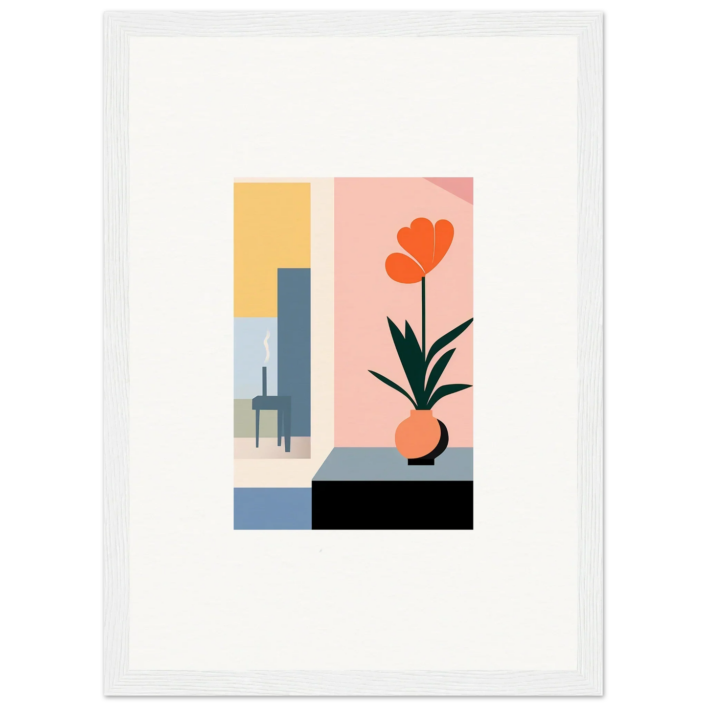 Stylized orange flower vase illustration for trendy room decoration wall art