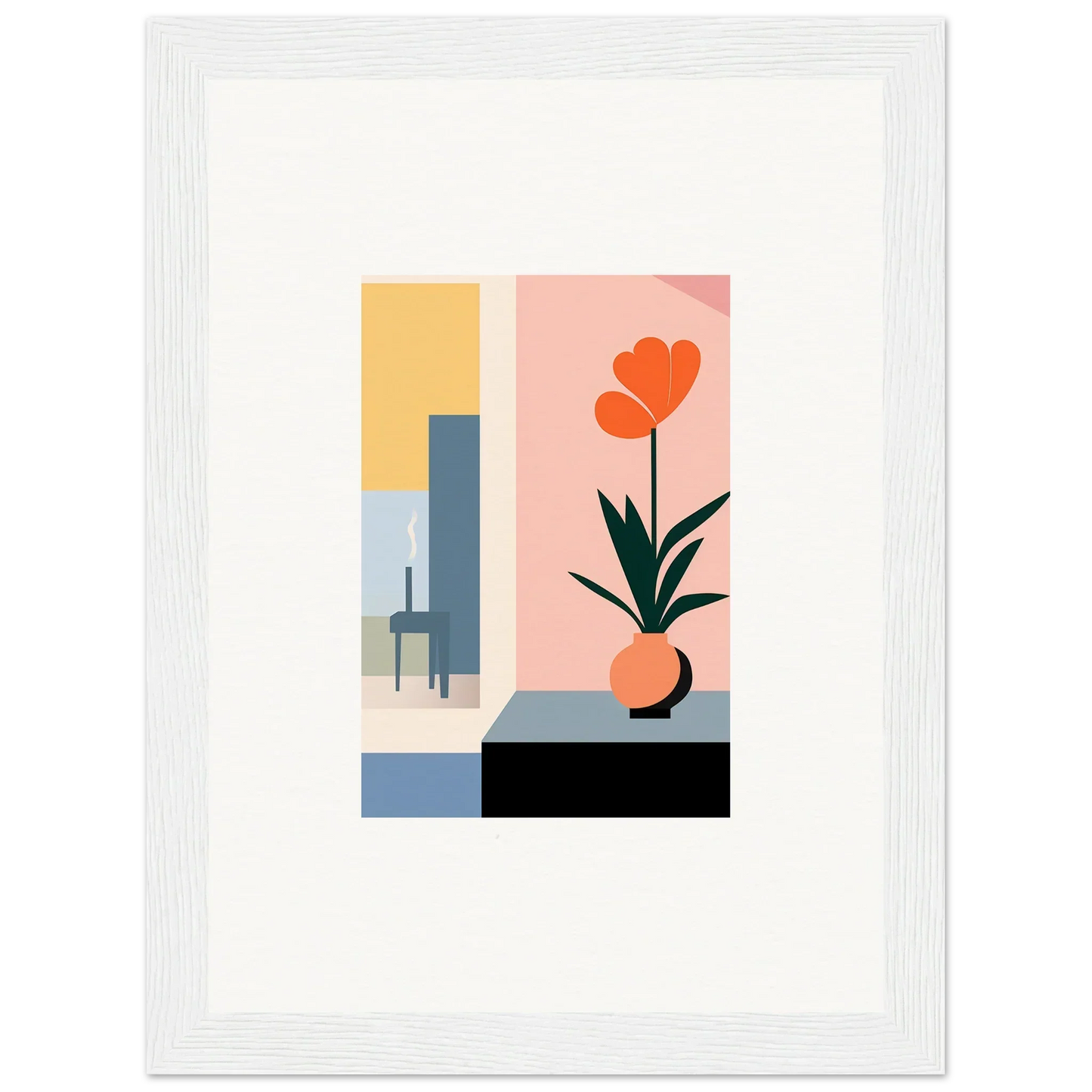 Minimalist potted orange flower wall art for stylish room decoration canvas print