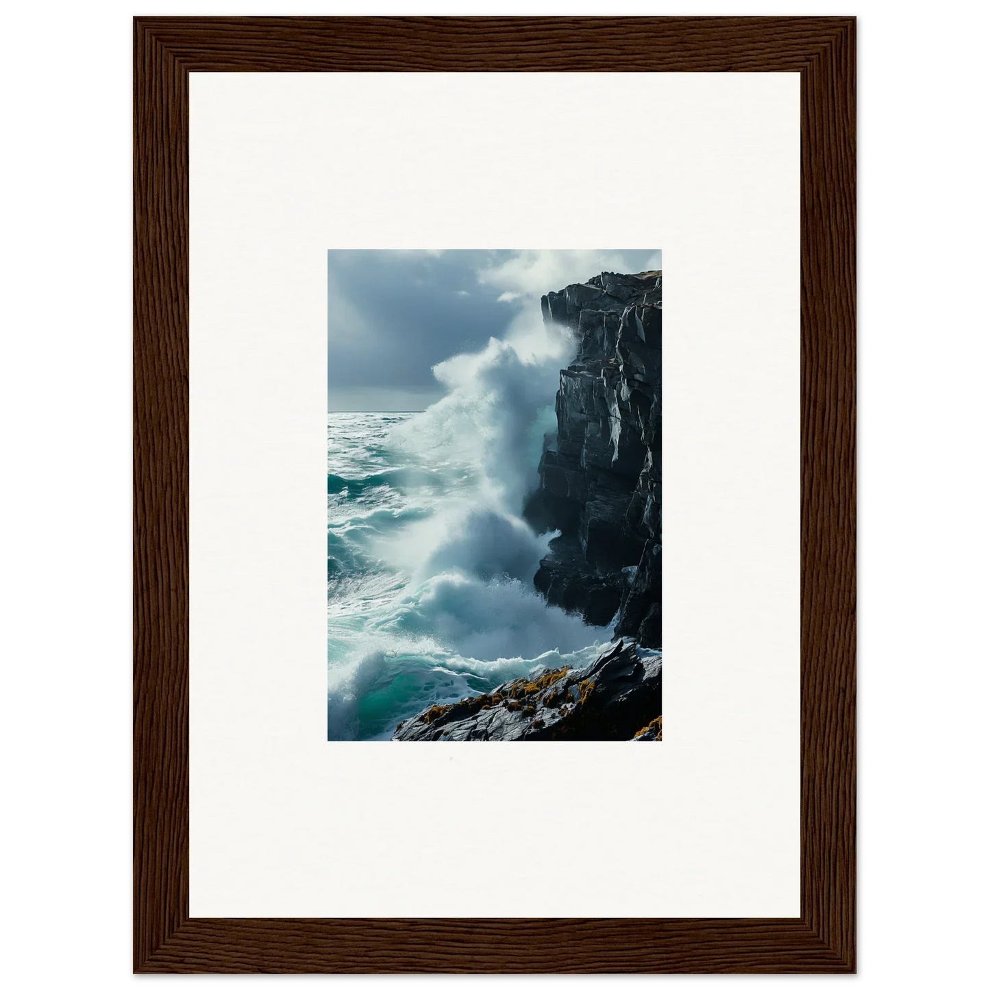 Framed photograph of crashing waves perfect for Serenity Cosmos room decoration