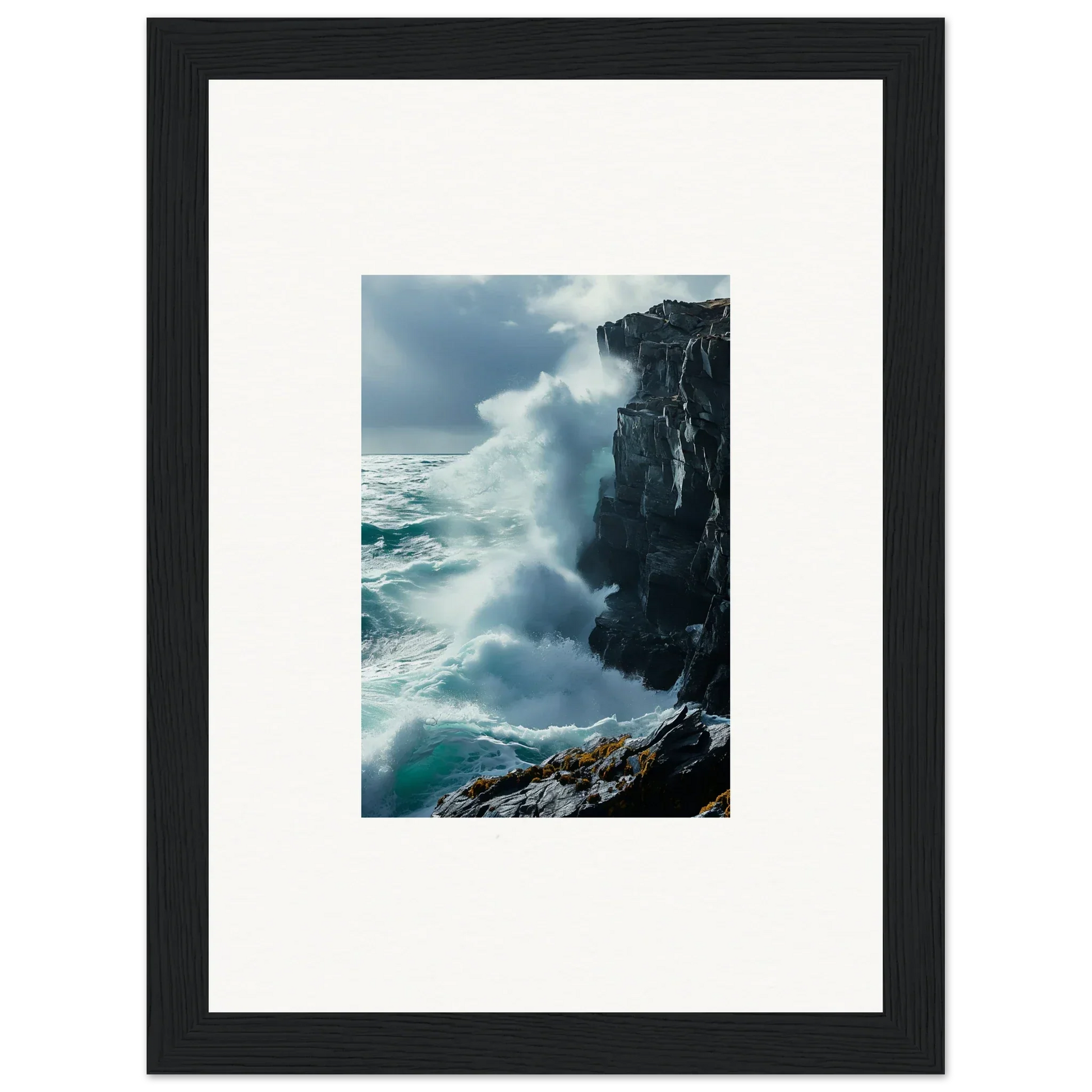 Framed canvas print of crashing waves for your Serenity Cosmos room decoration