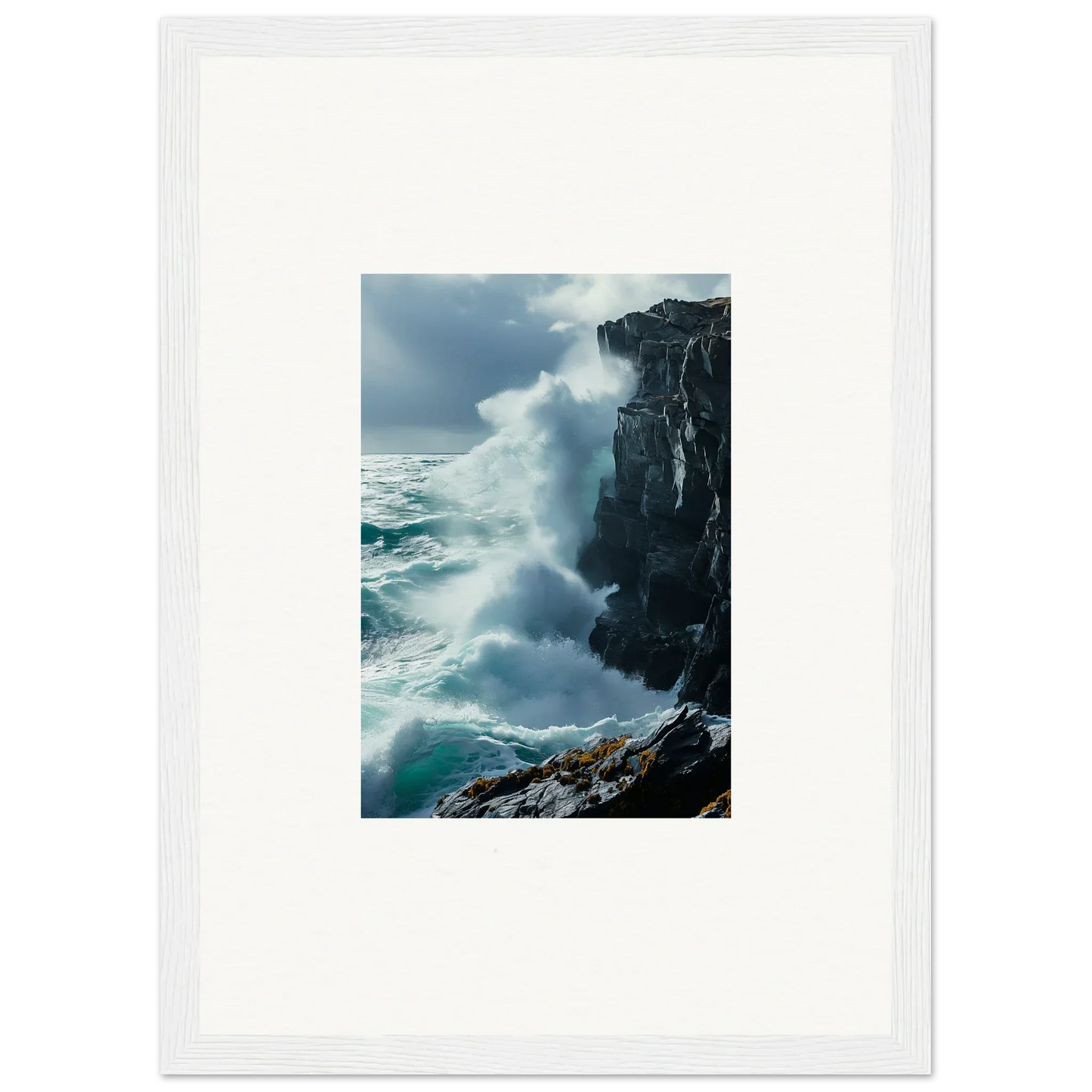 Framed photograph of crashing waves for a stunning Serenity Cosmos room decoration