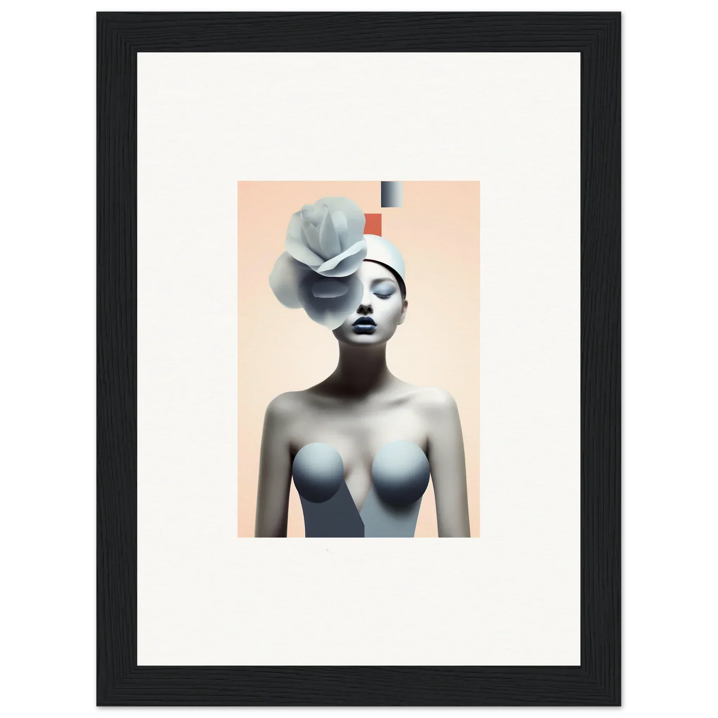 Surrealist portrait of a woman with floral elements, perfect for quiet fragrances room decoration