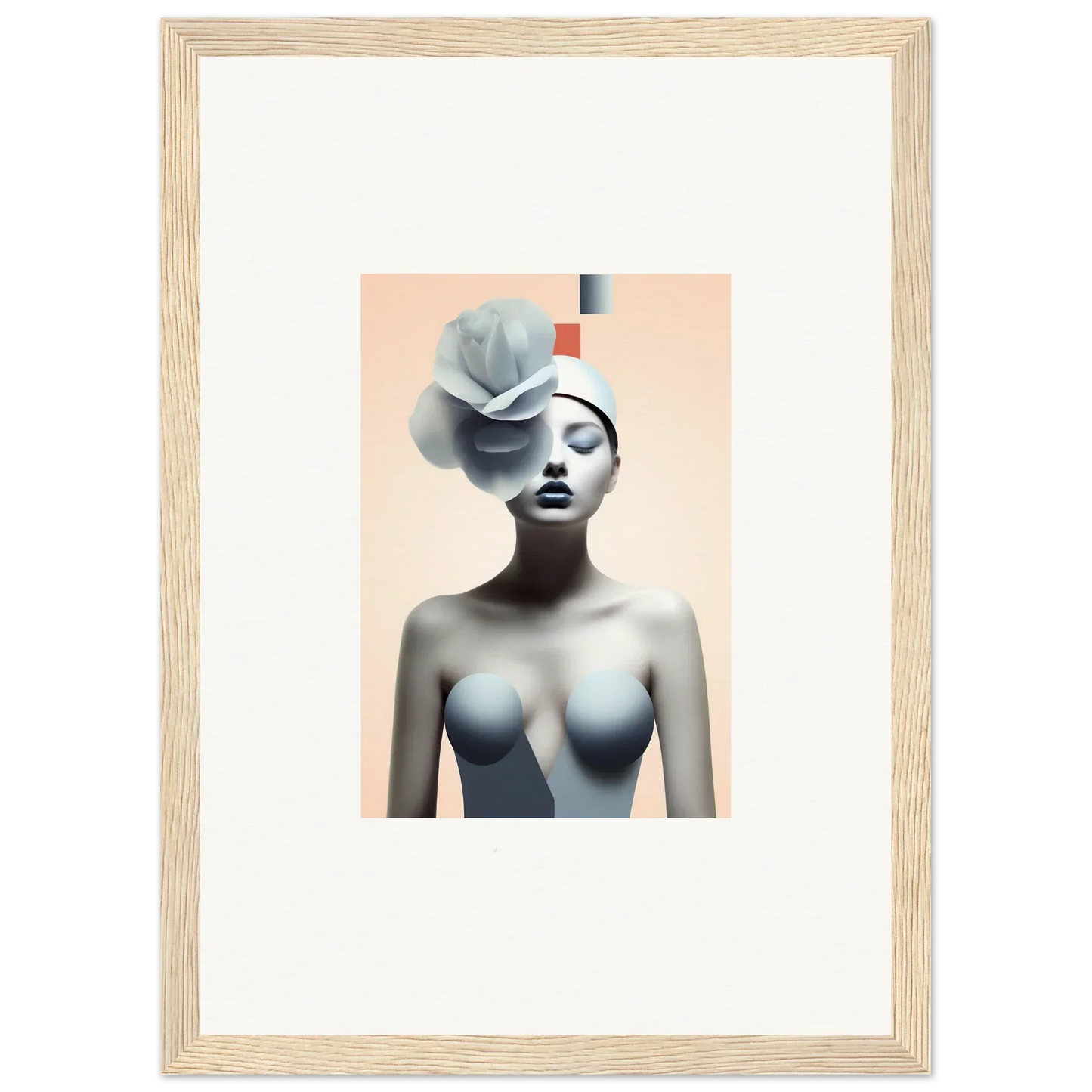 Artistic canvas print of a female figure with floral element for quiet fragrances room decoration