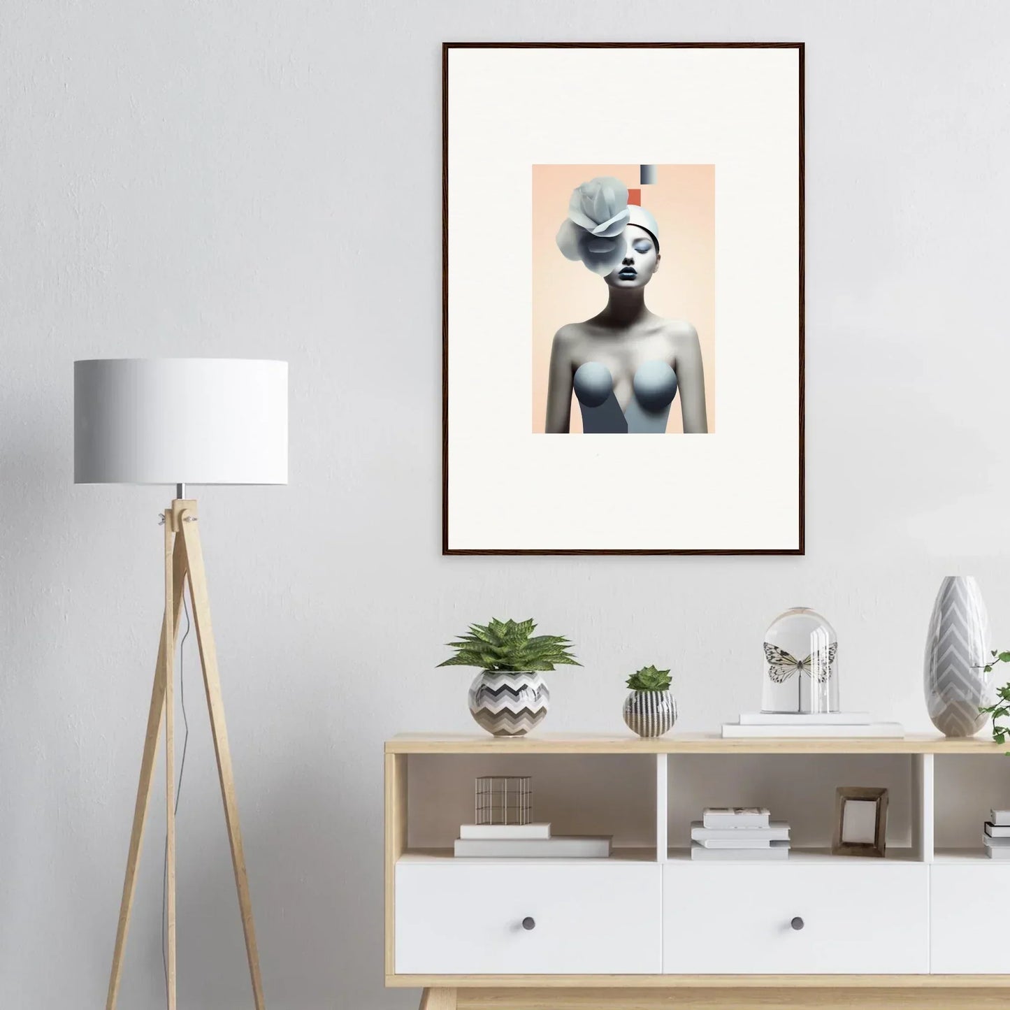 Surreal female figure canvas print perfect for room decoration and quiet fragrances vibes