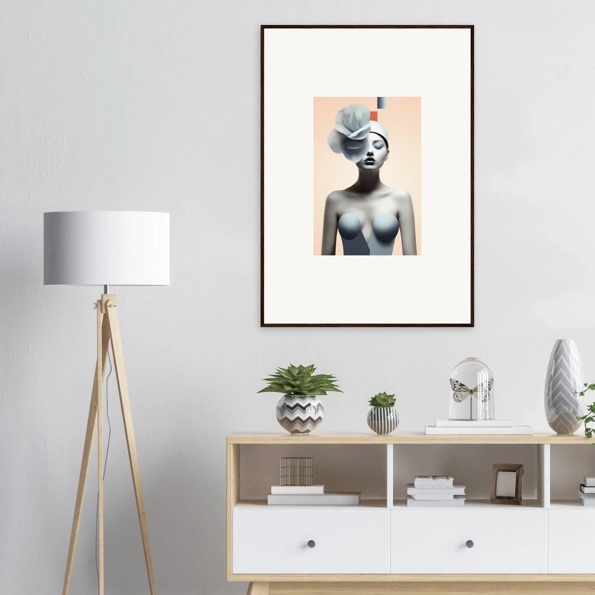 Surreal female figure canvas print perfect for room decoration and quiet fragrances vibes