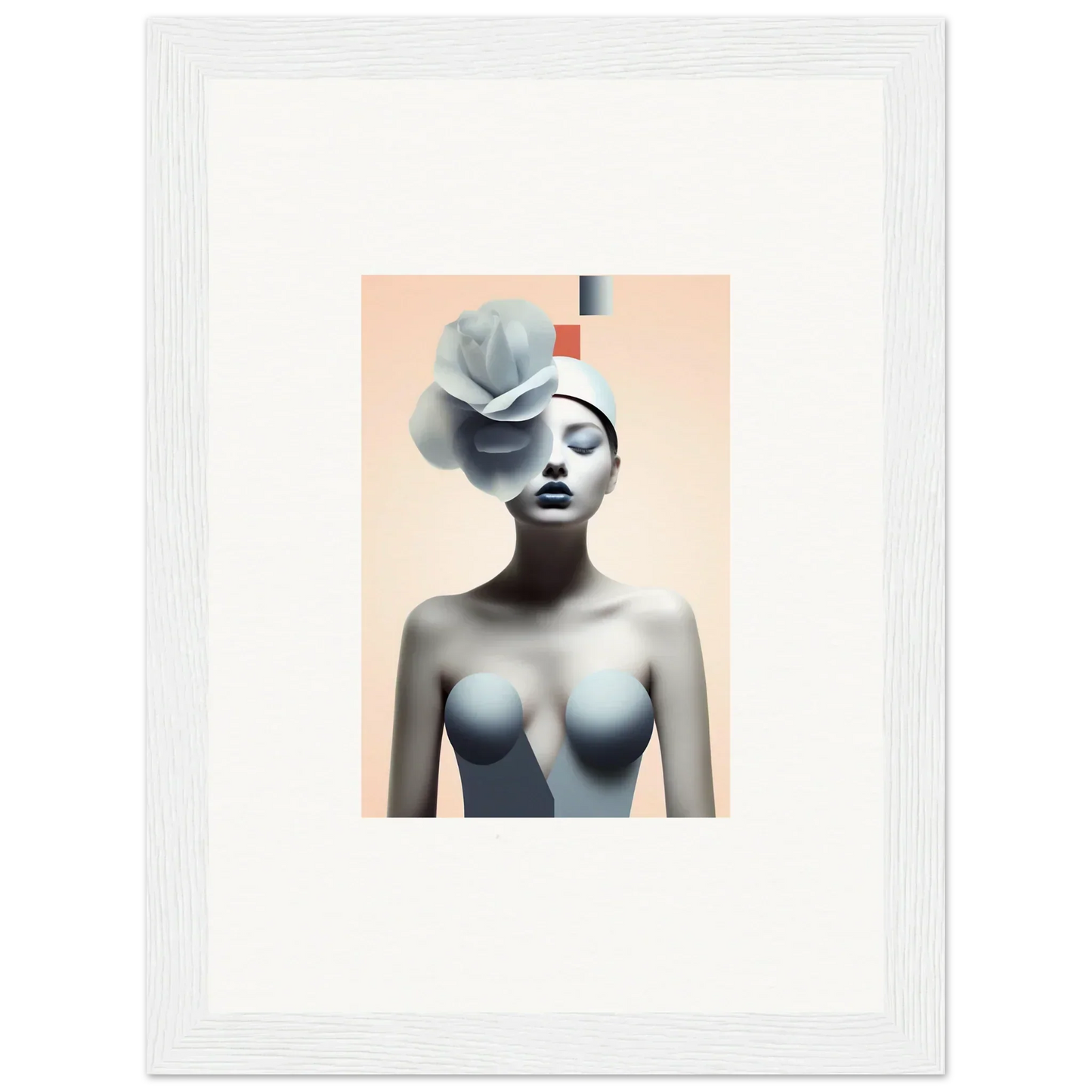 Surrealist portrait of a woman with floral elements for quiet fragrances room decoration